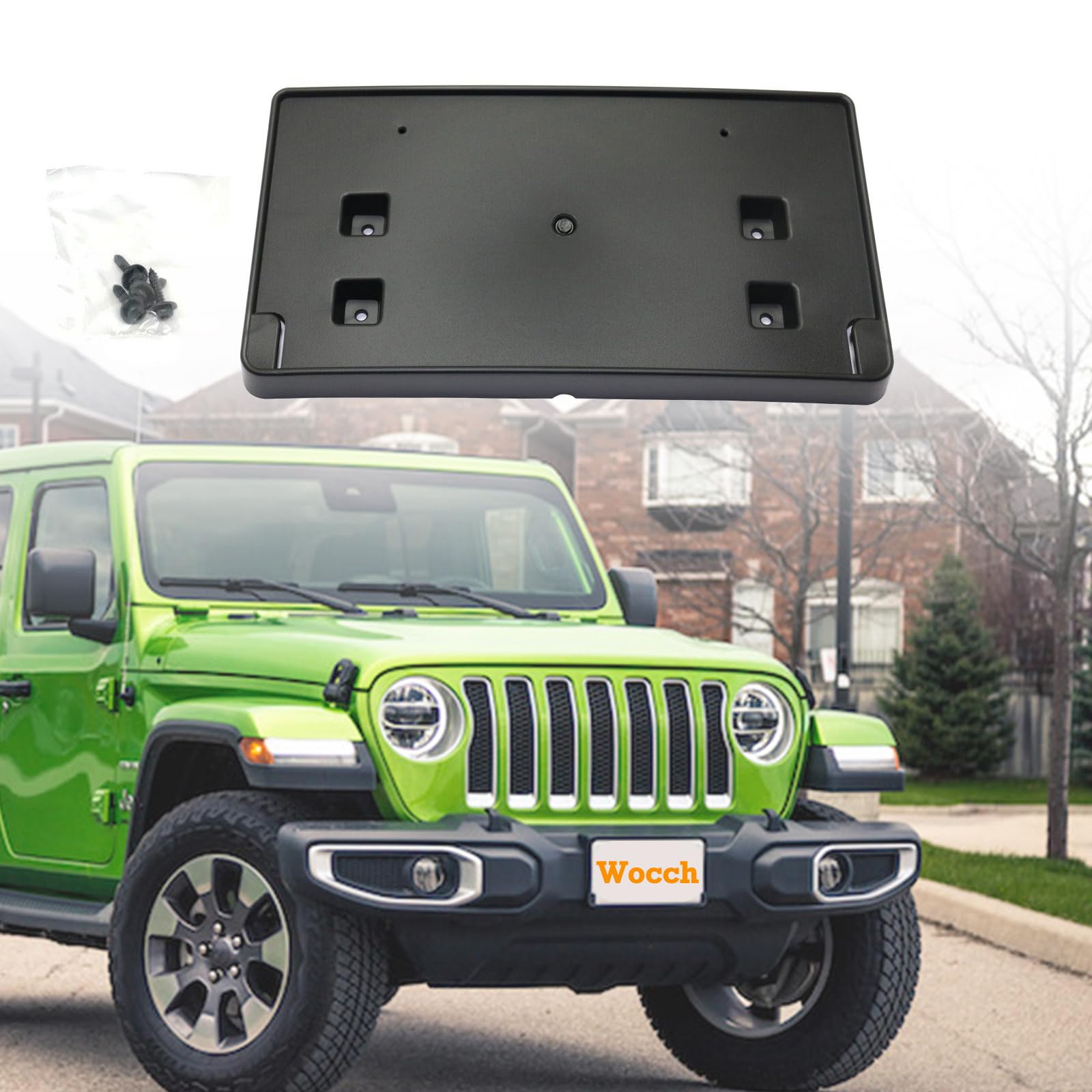 Front License Plate Frame Front Bumper License Plate Holder Mounting Bracket Cover For Jeep Wrangler Jl Jlu Gladiator Jt 2018-2024 (For Steel Bumper Only) Replace # 68295610Aa Ch1068150