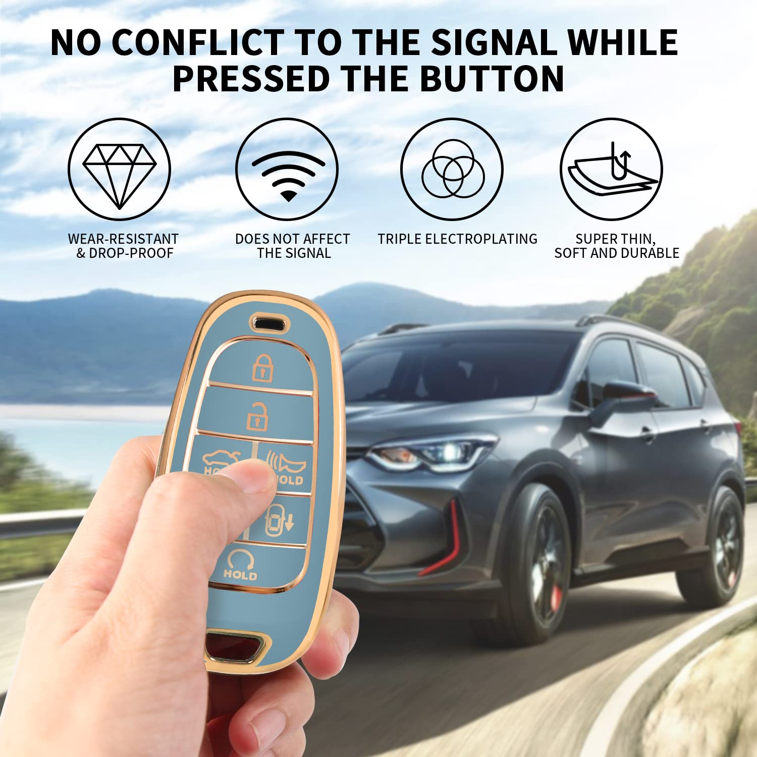 Mild East For Hyundai Key Fob Cover Fit For 7 Buttons 2021 2020 2019 Hyundai Sonata Nexo 2022 Tucson Key Fob Case Protector