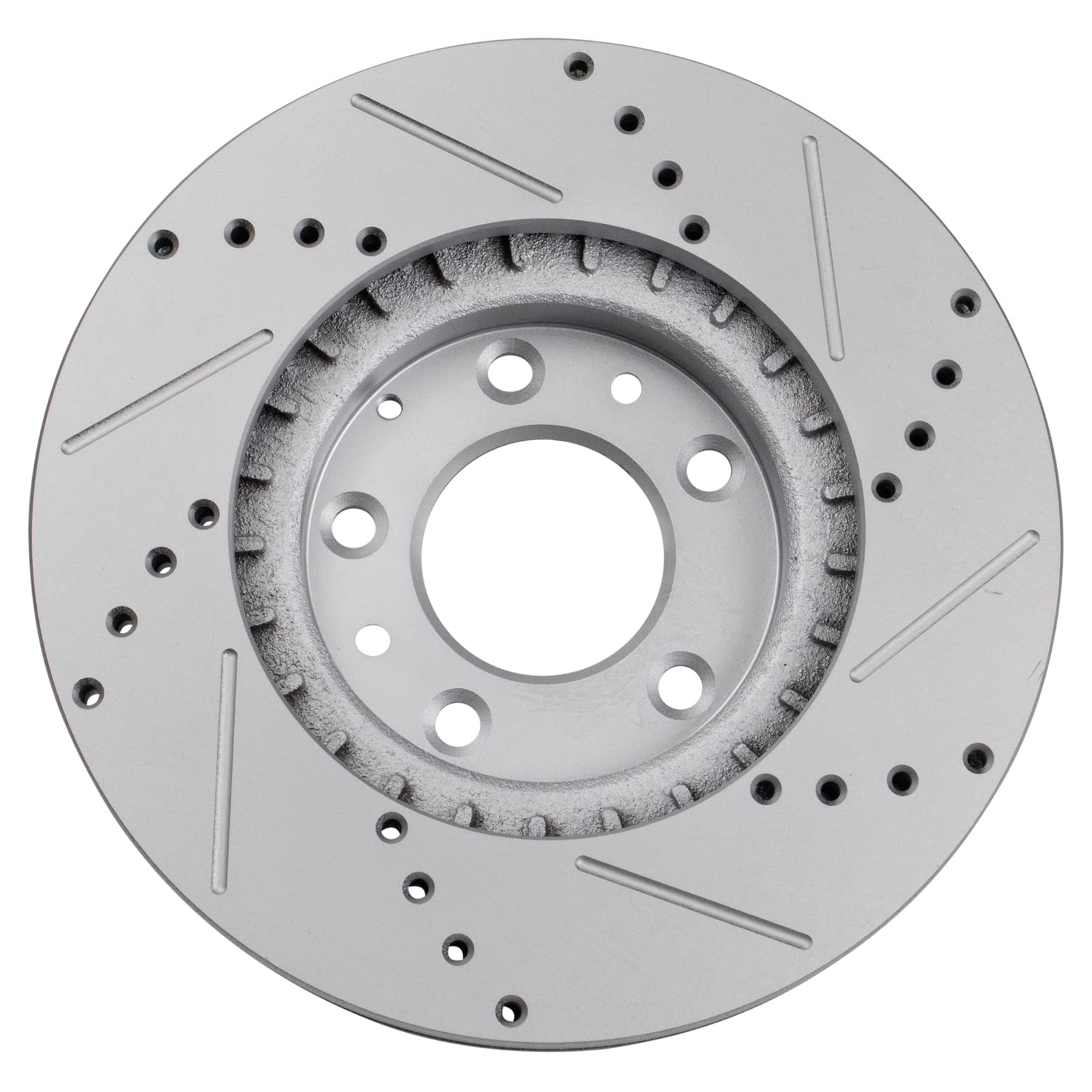 Trq Front Performance Brake Rotors Set Premium G-Coated Cross Drilled & Slotted Compatible With 2007-2012 Mazda Cx-7