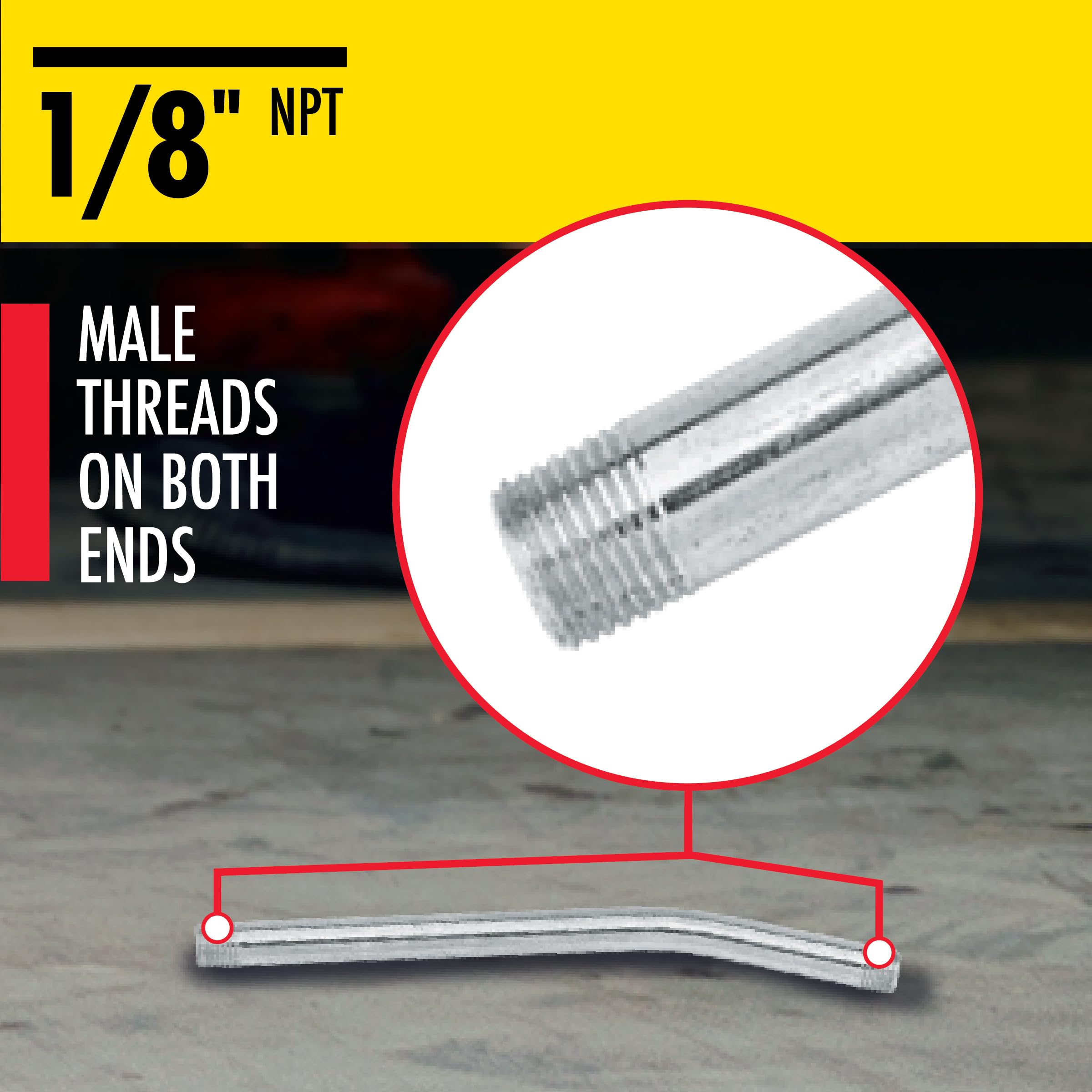 Lumax Lx-1424 Silver 6 Inch Long 1/8'' Npt Grease Gun Extension Pipe. It Has A 30 Degree Angle. Zinc Plated, Corrosion-Resistant
