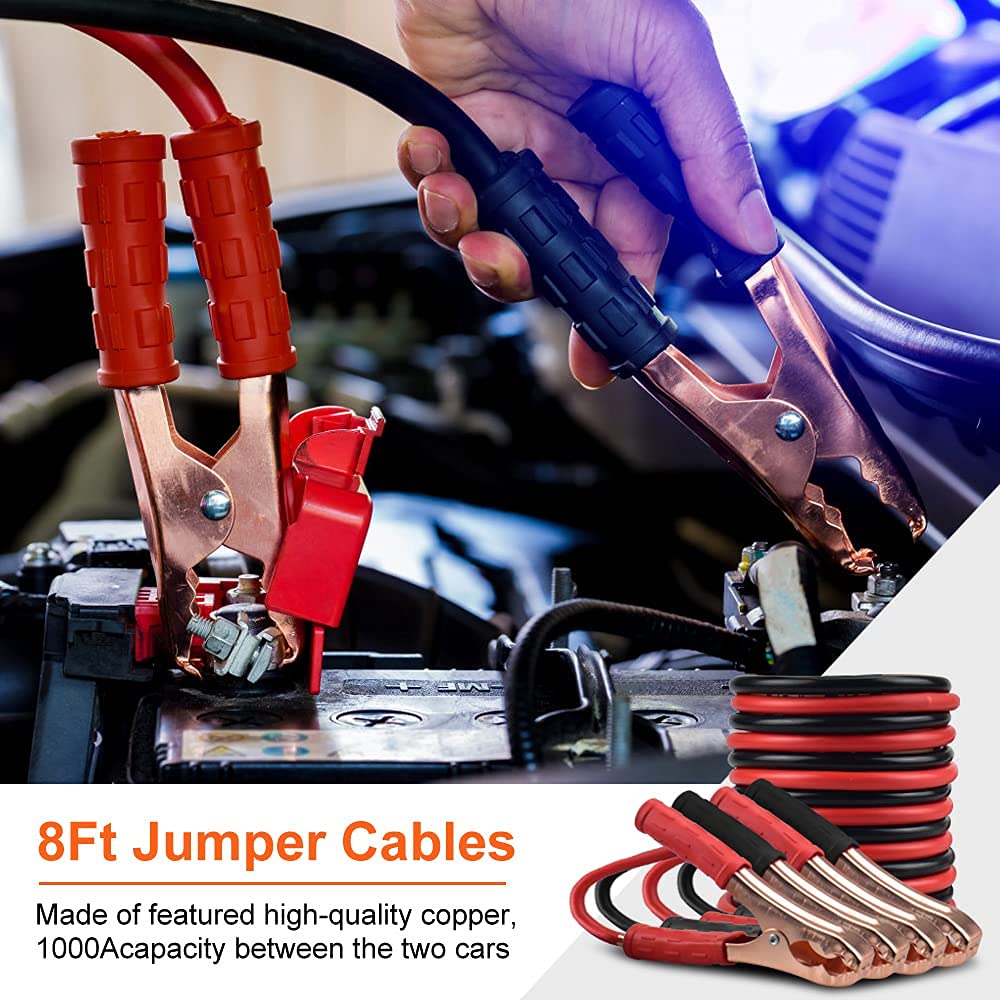 Pacetap Car Roadside Emergency Kit, Essential Auto Safety Road Side Assistance Tool Kit With Led Road Flare, Jumper Cables, Towi