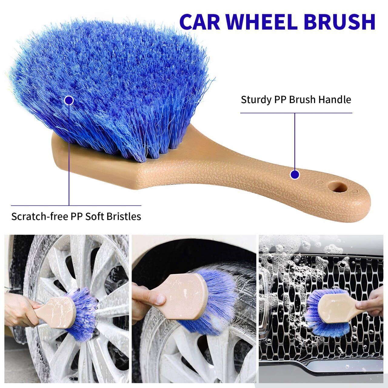 Stemni 62'' Car Wash Brush with Long Handle, Scratch-Free Soft Bristles Sturdy Car Wash Mop, Extension Pole Cleaning Brush Kit W