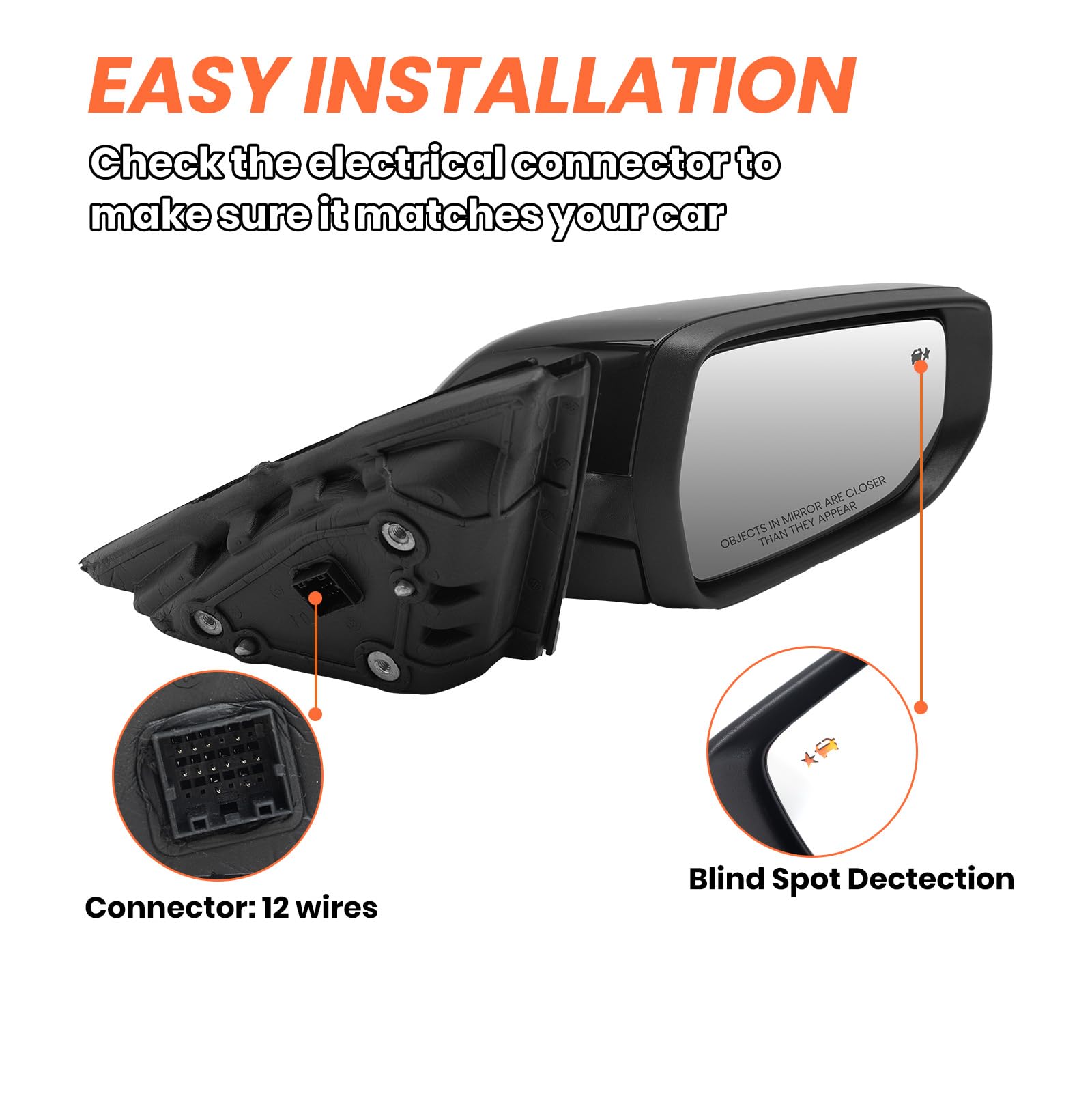 Mofoap Passenger Side View Mirror Compatible With Chevy Malibu 2016 2017 2018 2019 2020 2021 2022,Mirrors With Blind Spot Detect