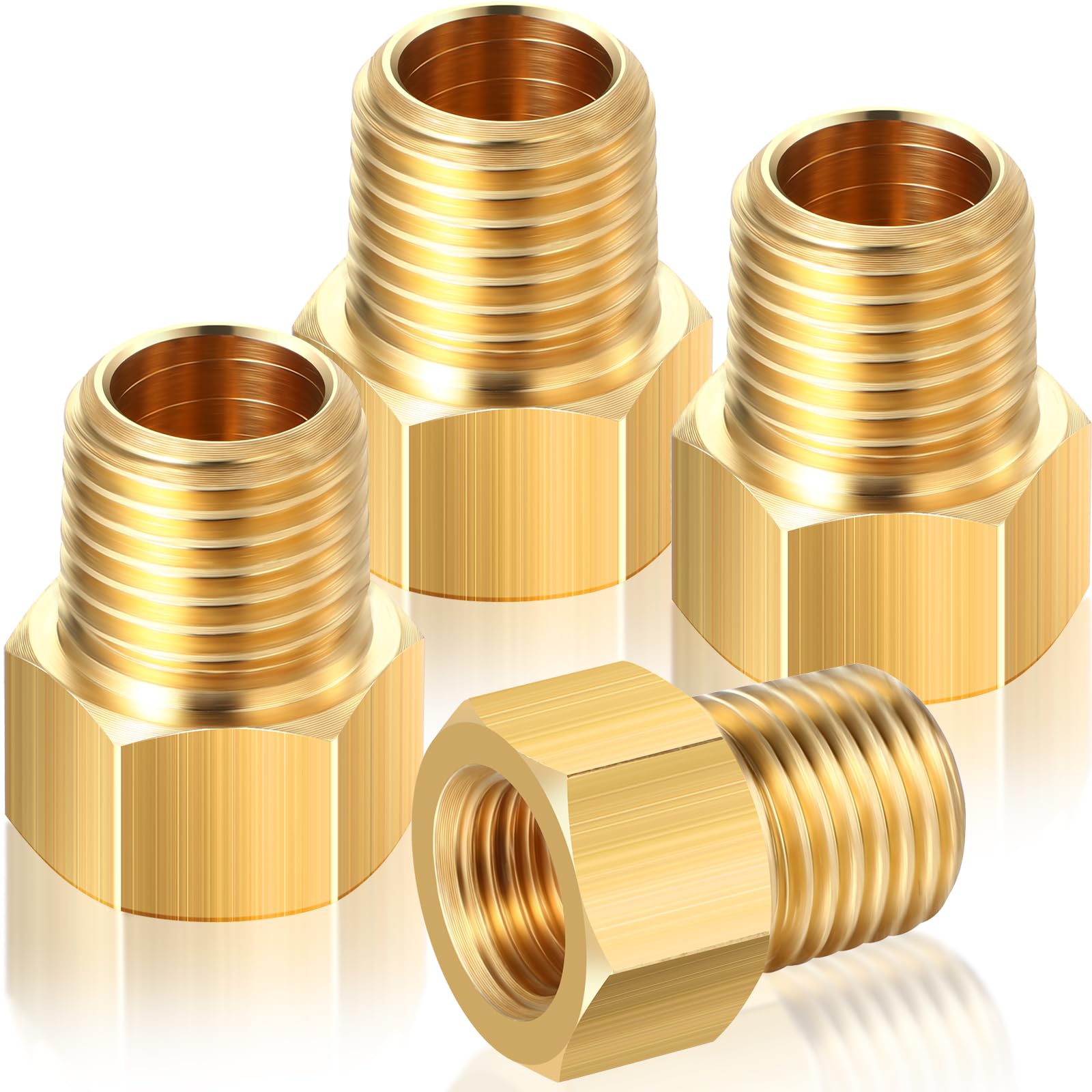 Frienda 1/4 Inch Male NPT x 1/4 Inch Female Inverted Flare Propane Fitting Reducer Brass Female Pipe Adapter Bushing Reducer Thr