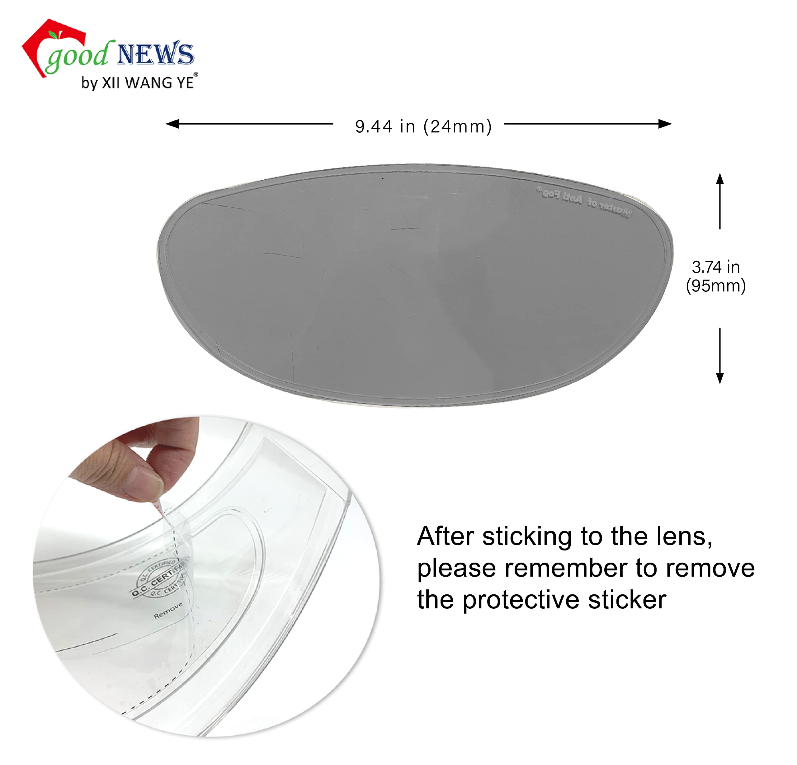 Xii Wy Universal Motorcycle 3/4 Open Face Helmet Shield Anti Fog Film Polarized Grey Visor Lens Insert Fog Resistant Waterproof Sticker