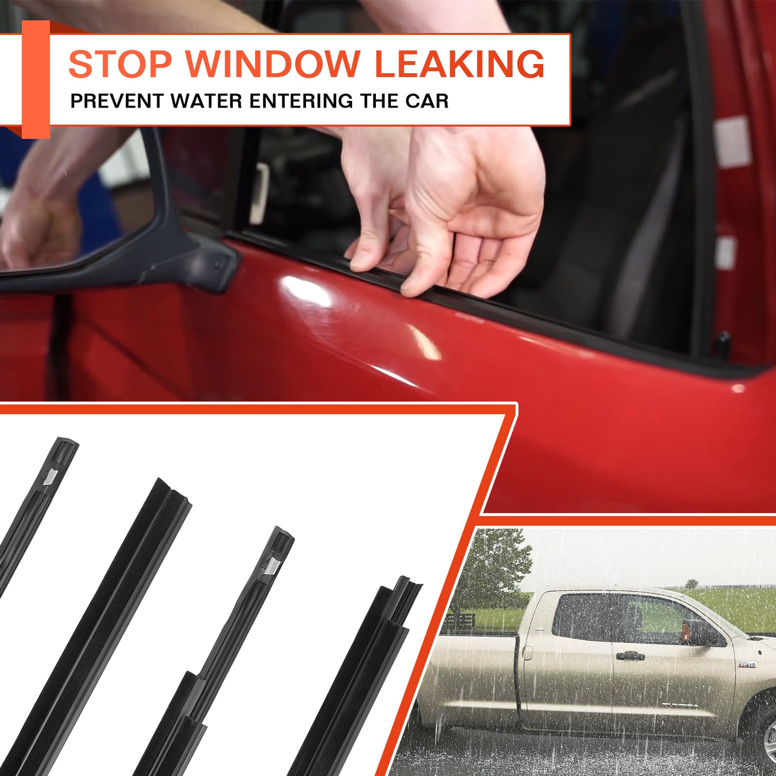 ACLONG Window Weatherstrip Moulding Trim Seal Belt Fit for Toyota Tundra Crewmax 2007-2019 Car Window Sweep Felt Seal Kit Replac