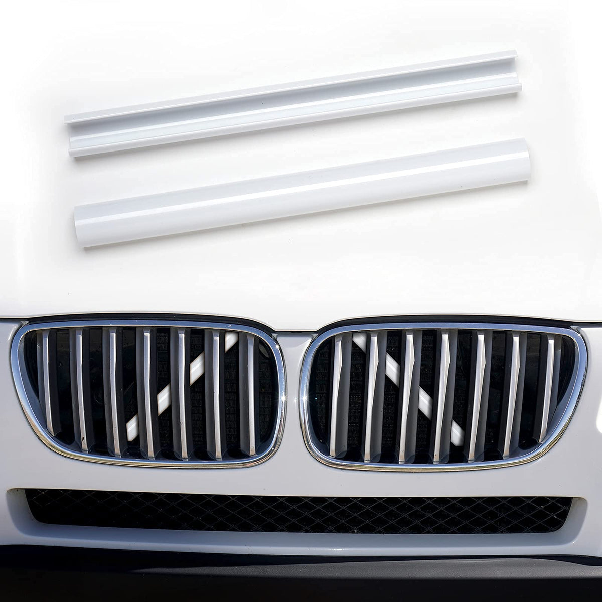 Aggauto Grille Inserts Stripes For Bmw F20 F30 2011-2021, 328I/320I/335I/428I, White Grill Insert Accessories For Bmw 1/2/3/4/5 