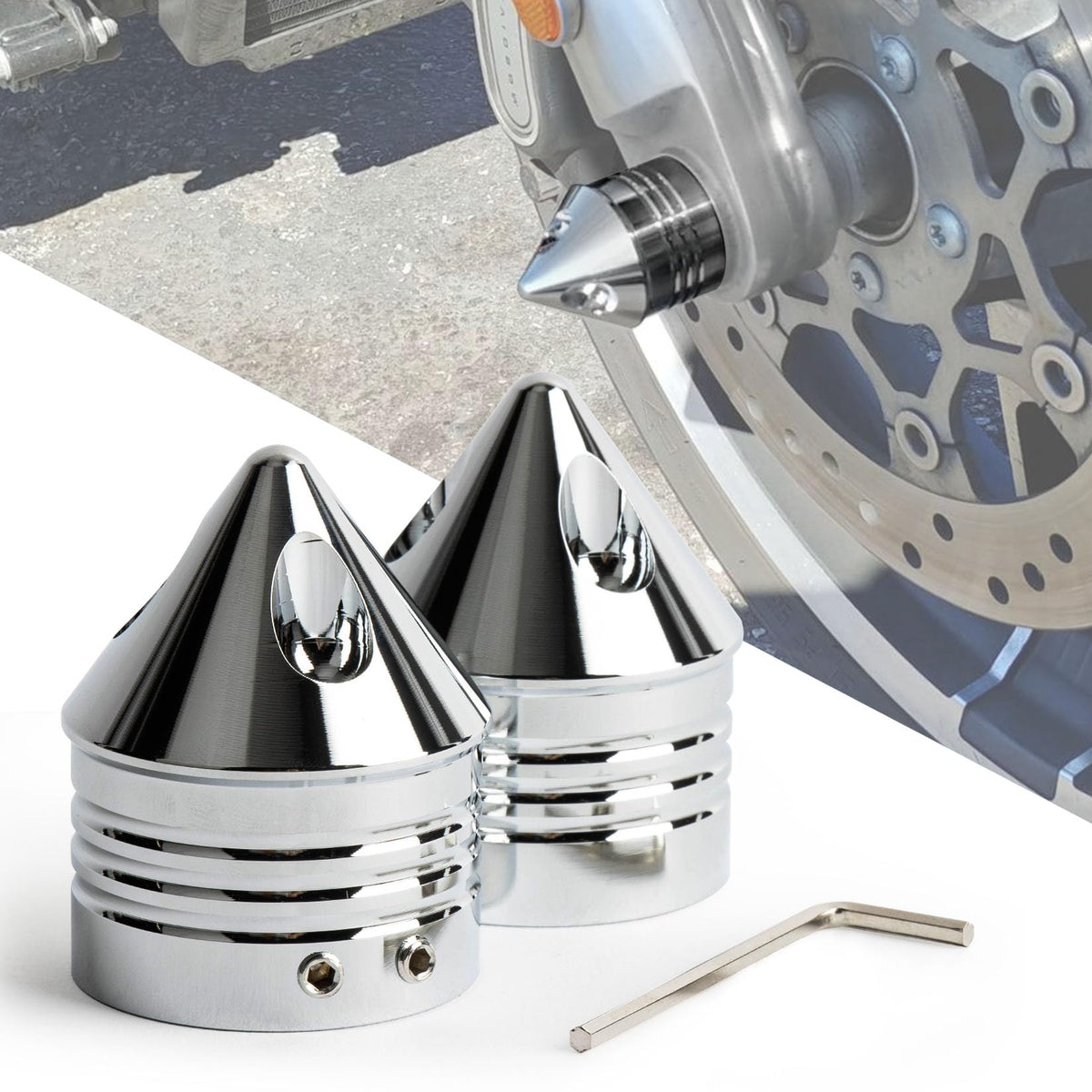 Front Axle Caps, Psler Motorcycle Front Axle Nut Cover Cap For Softail Road King Street Electra Glide Fat Boy Iron 883, Cnc Aluminum, Chrome