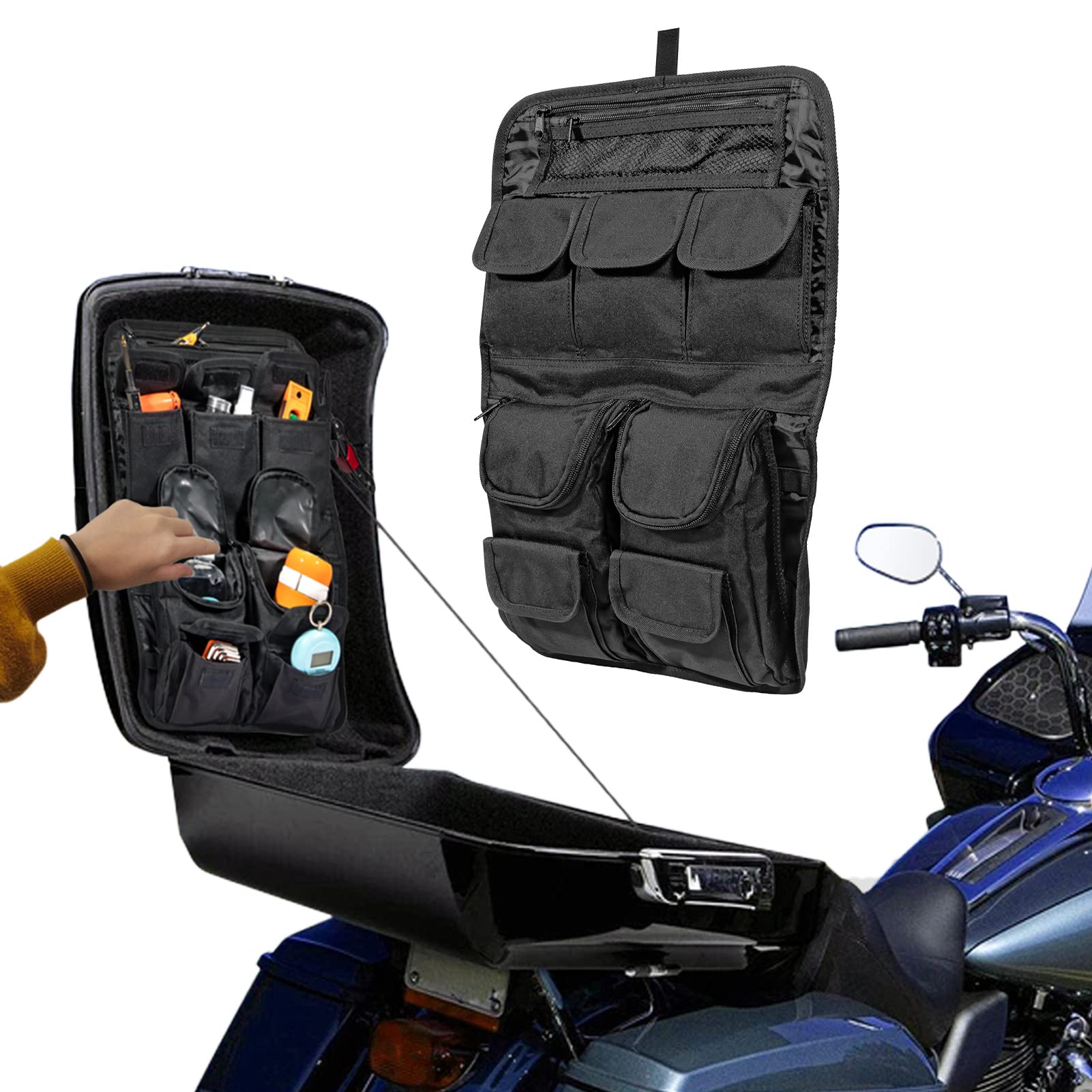 Mofun Tour Pack Pak Lid Organizer Saddlebags Tour Luggage Storage Bag Compatible With Harley Touring Flt Flh 1999-2013