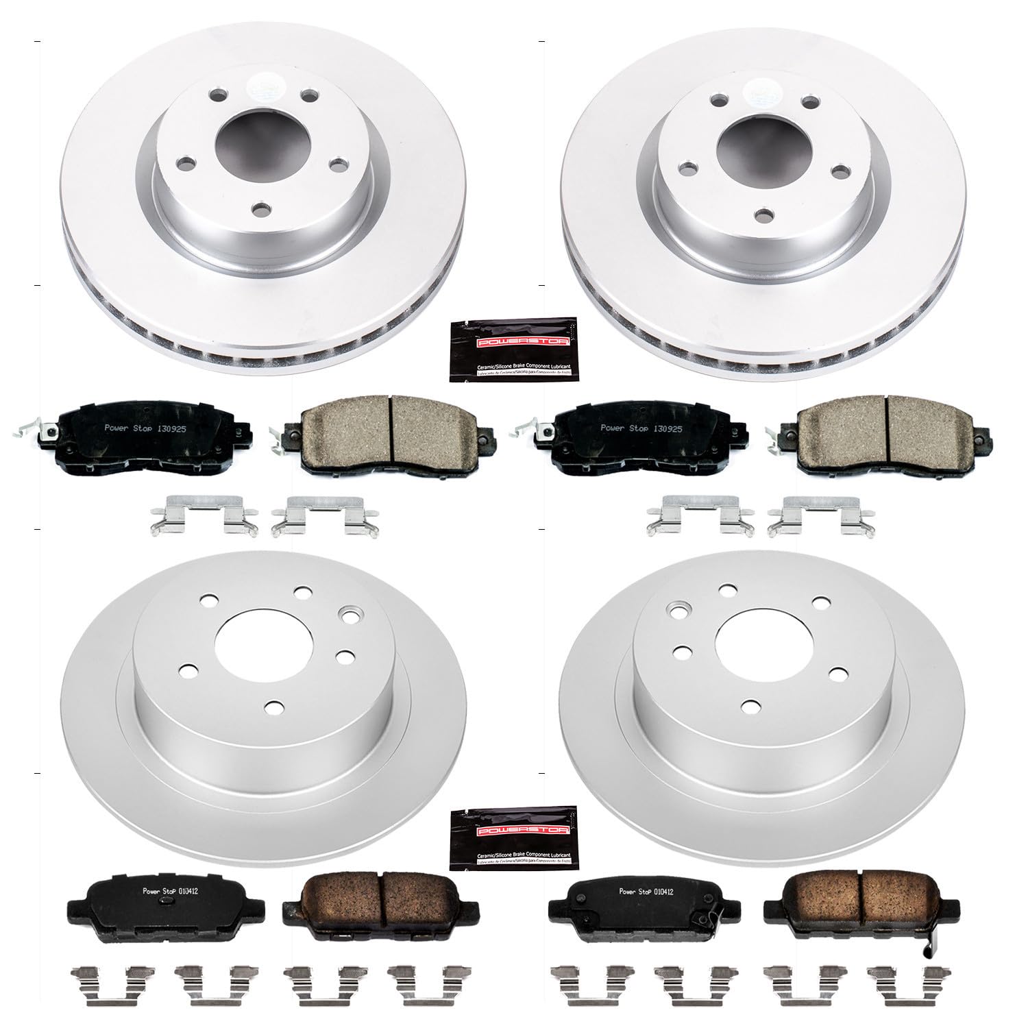 Power Stop Crk6495 Front And Rear Z17 Evolution Geomet Coated Brake Rotors And Brake Pads Kit For 2013-2023 Nissan Altima [Model