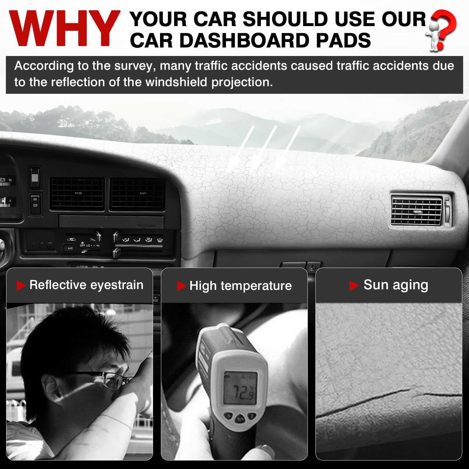 Autorder Dashboard Cover Mat For 1990-1995 Toyota 4Runner Pickup Truck Accessories Dash Cover Upgrade Velvet Dash Mat Sunshade G