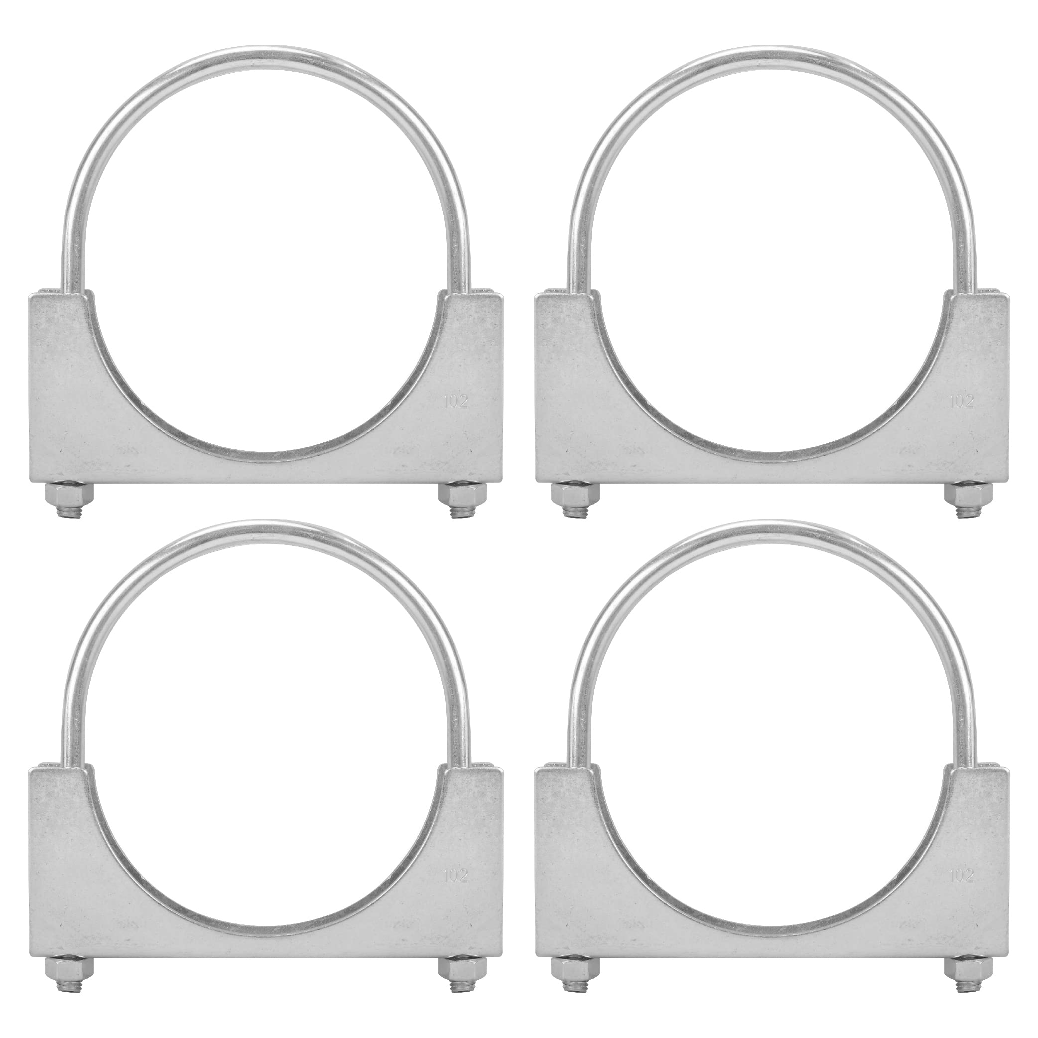 Batoneco 4'' U Bolt Clamp, Muffler Exhaust Clamps,4 Inch Saddle Style Heavy Duty Mild Steel(4-Pack)