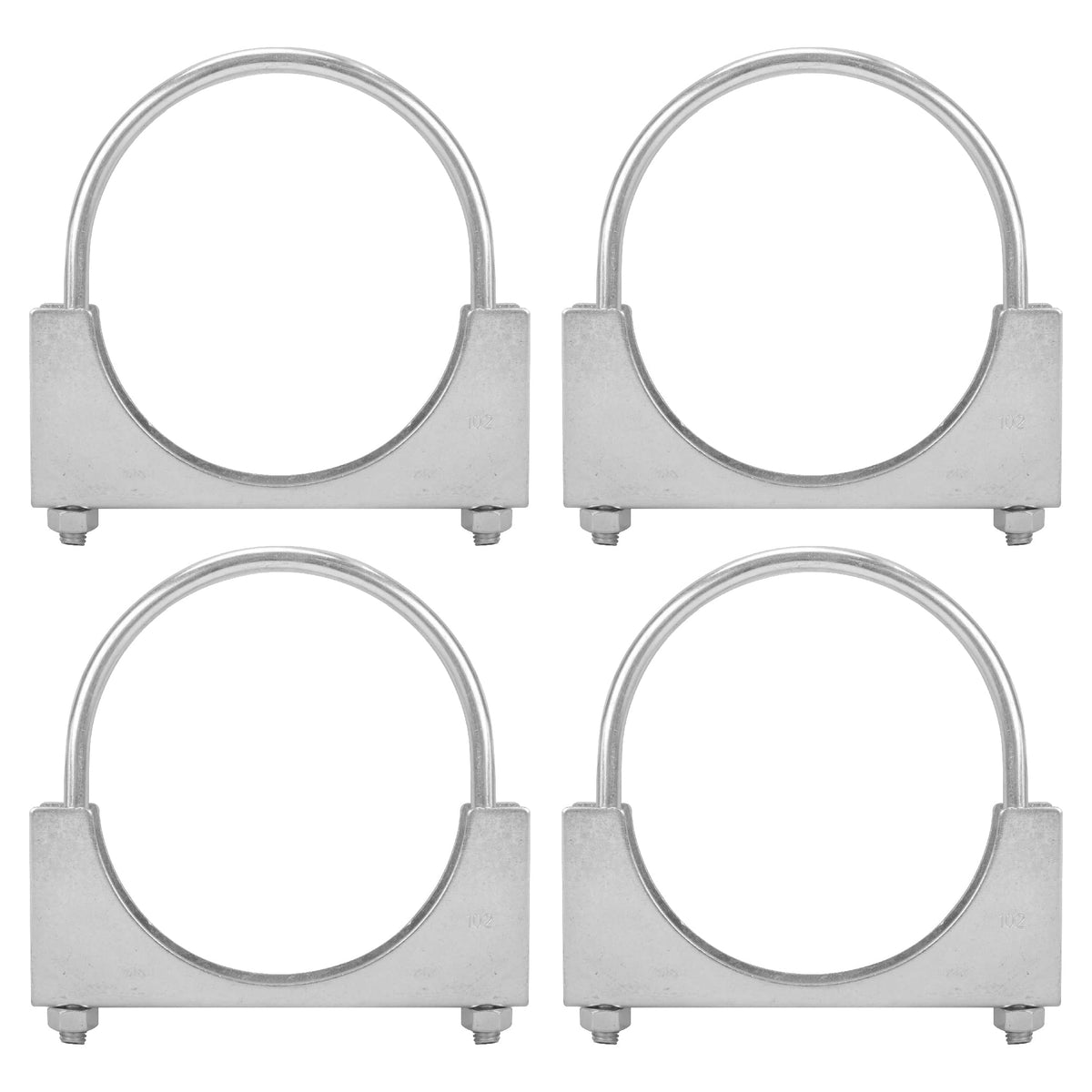 Batoneco 4'' U Bolt Clamp, Muffler Exhaust Clamps,4 Inch Saddle Style Heavy Duty Mild Steel(4-Pack)