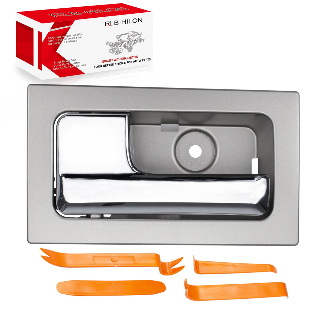 RLB-HILON Interior Door Handle Compatible with Ford F150 2009 to 2014 Year Front or Rear Left Driver Side Door, Chrome Lever Gra