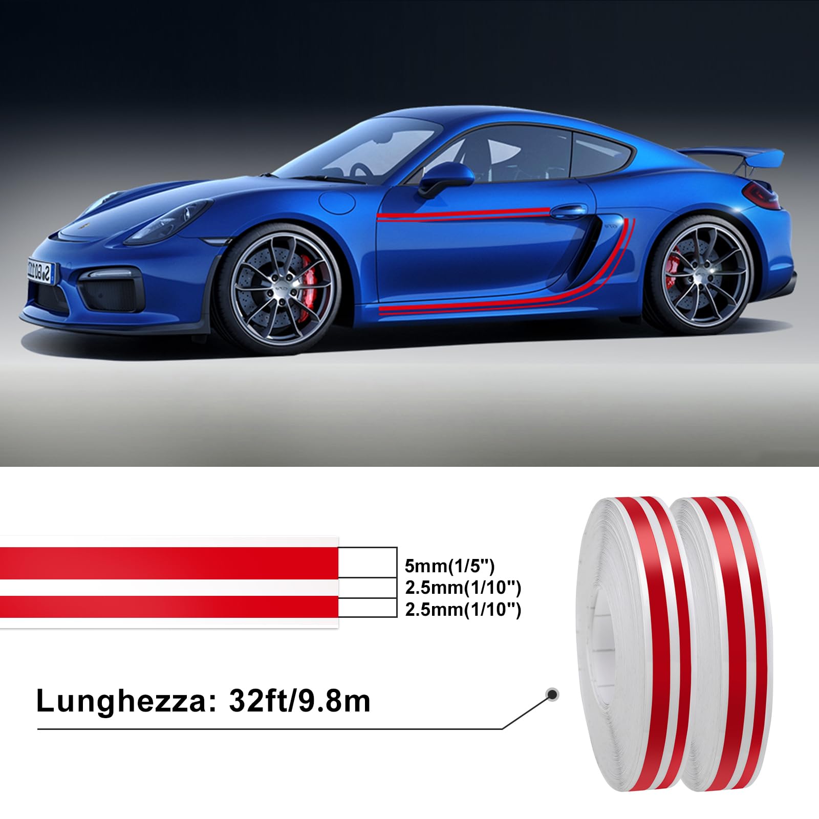 Spurtar Car Pinstripe Tape, Pinstriping Automotive Tape, Red Vinyl Thin Car Fine Line Decals, Motorcycle Boat, Racing Stripes, 2
