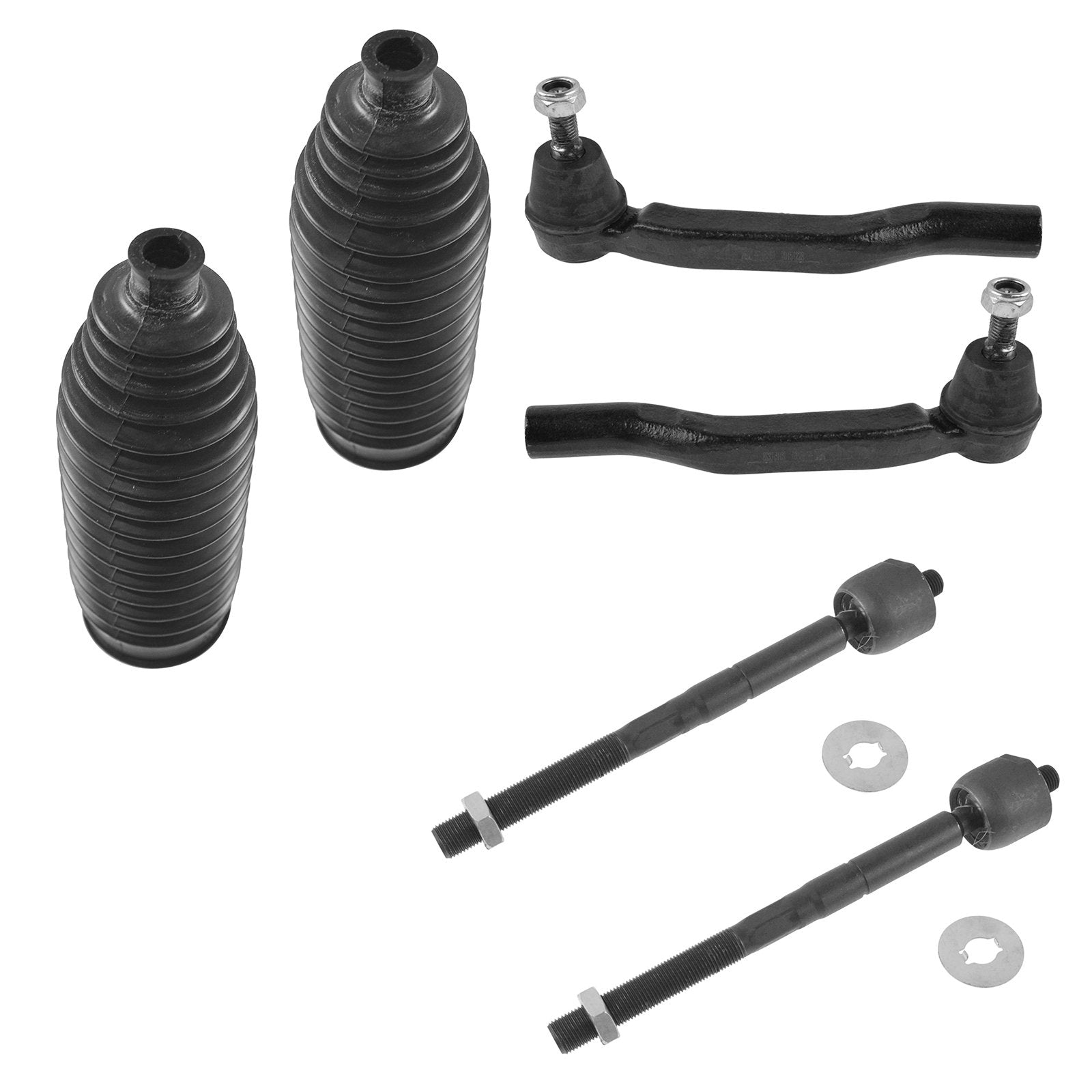 Trq Front Driver & Passenger Side Steering Kit Steering Rack & Pinion Bellow Tie Rod Compatible With 2004-2010 Toyota Sienna