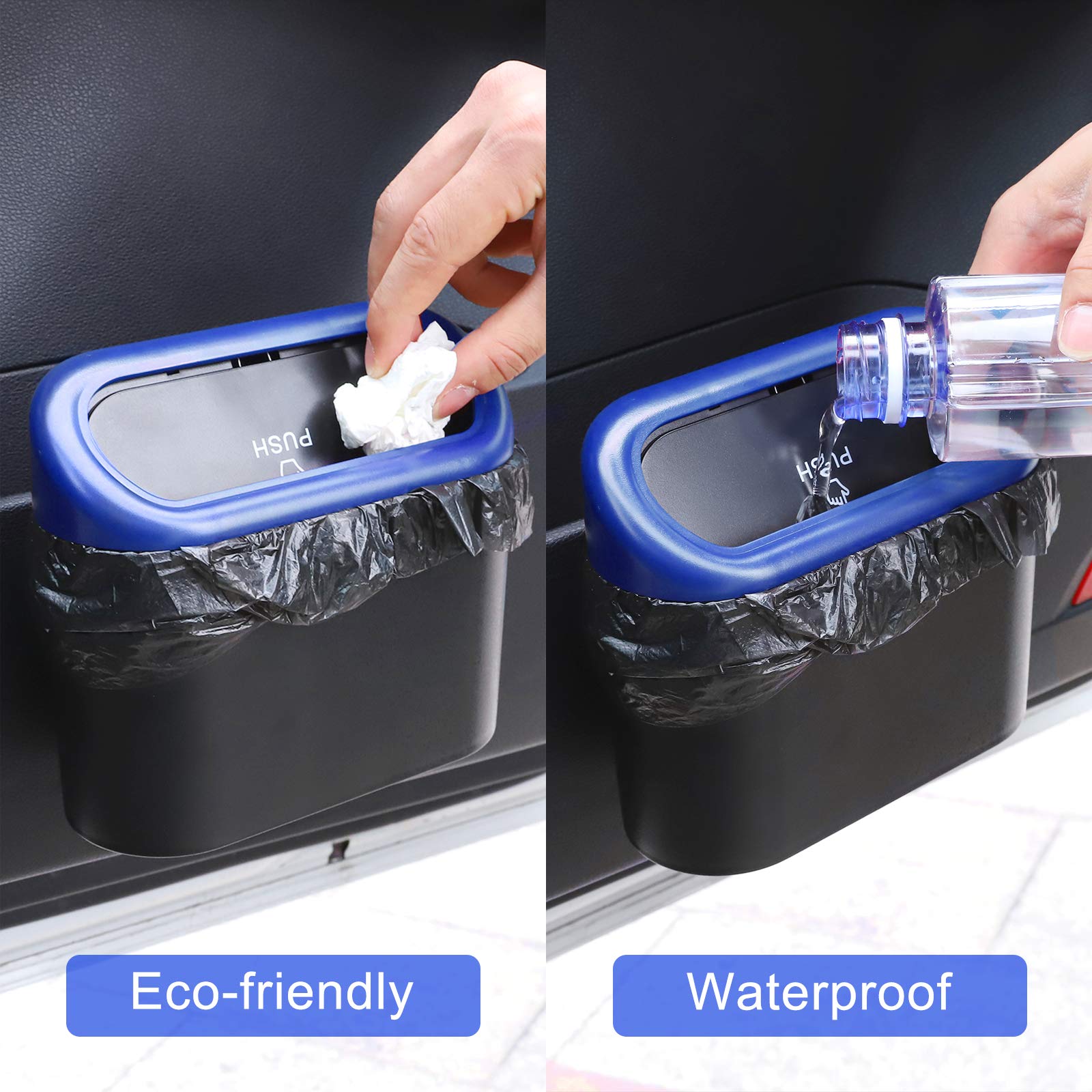 Accmor Car Trash Can With Lid, Vehicle Trash Bin Car Dustbin Garbage Organizer Holder With Trash Bag, Portable Hanging Mini Wast