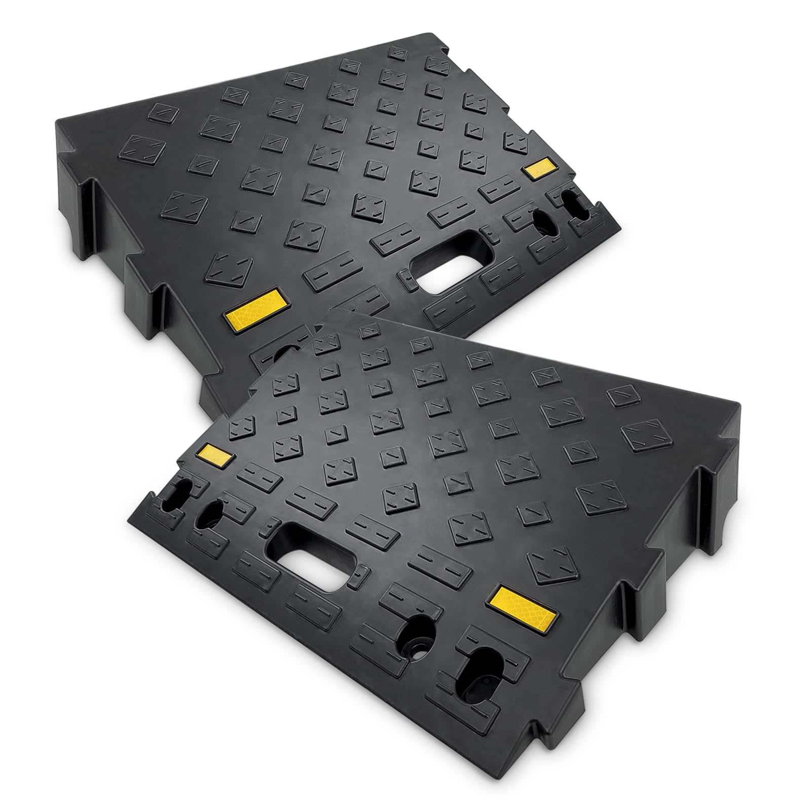 4'' High 2 PCS Portable Car Curb Driveway Ramps, Heavy Duty Plastic Threshold Ramp for Wheelchair, Steps, Bikes, Motorcycles, Lo