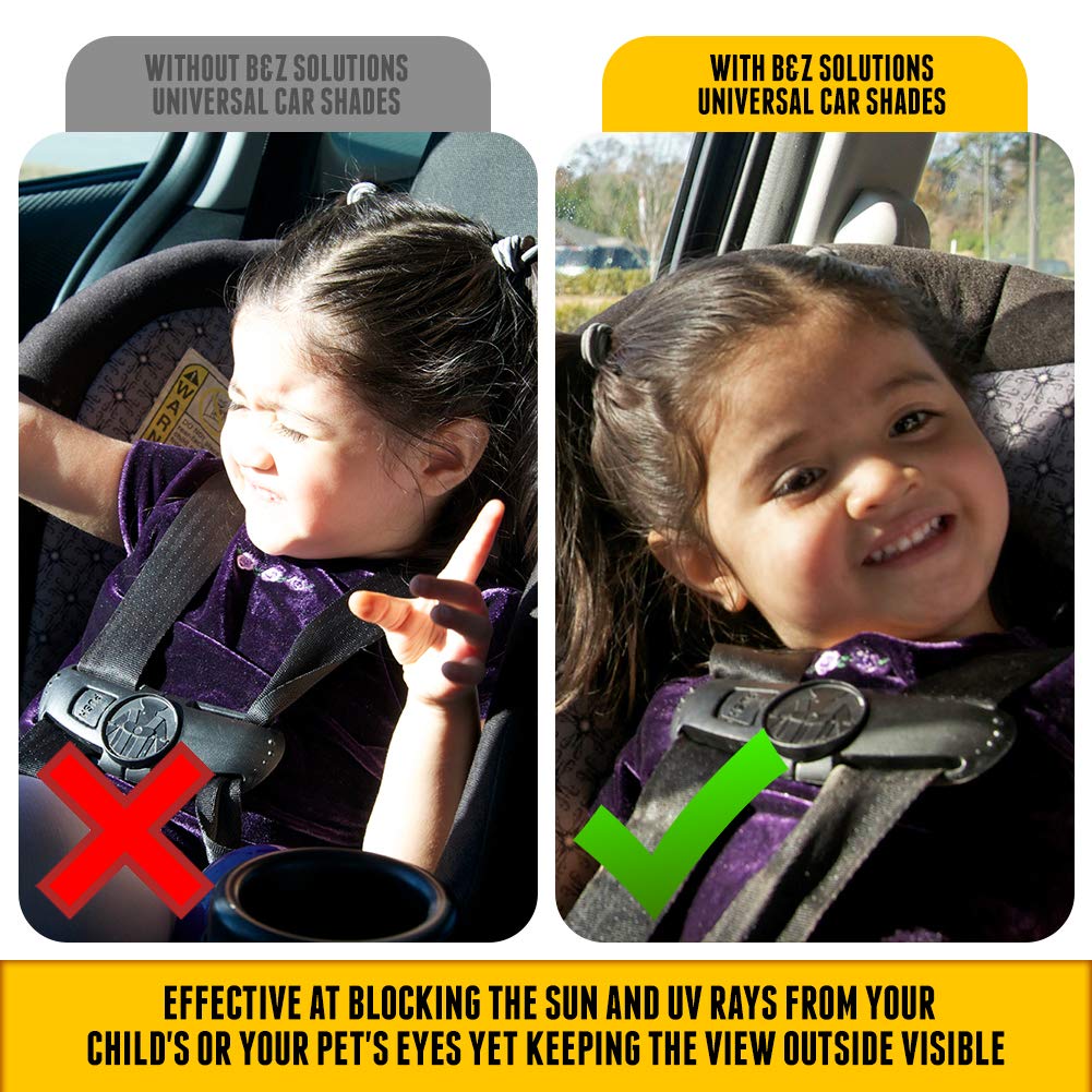 B&Z Solutions Original 4-Pack Car Window Sun Shades Bundle-Universal Fit All Vehicles-Easy And Effective Way To Block Sun Glare,