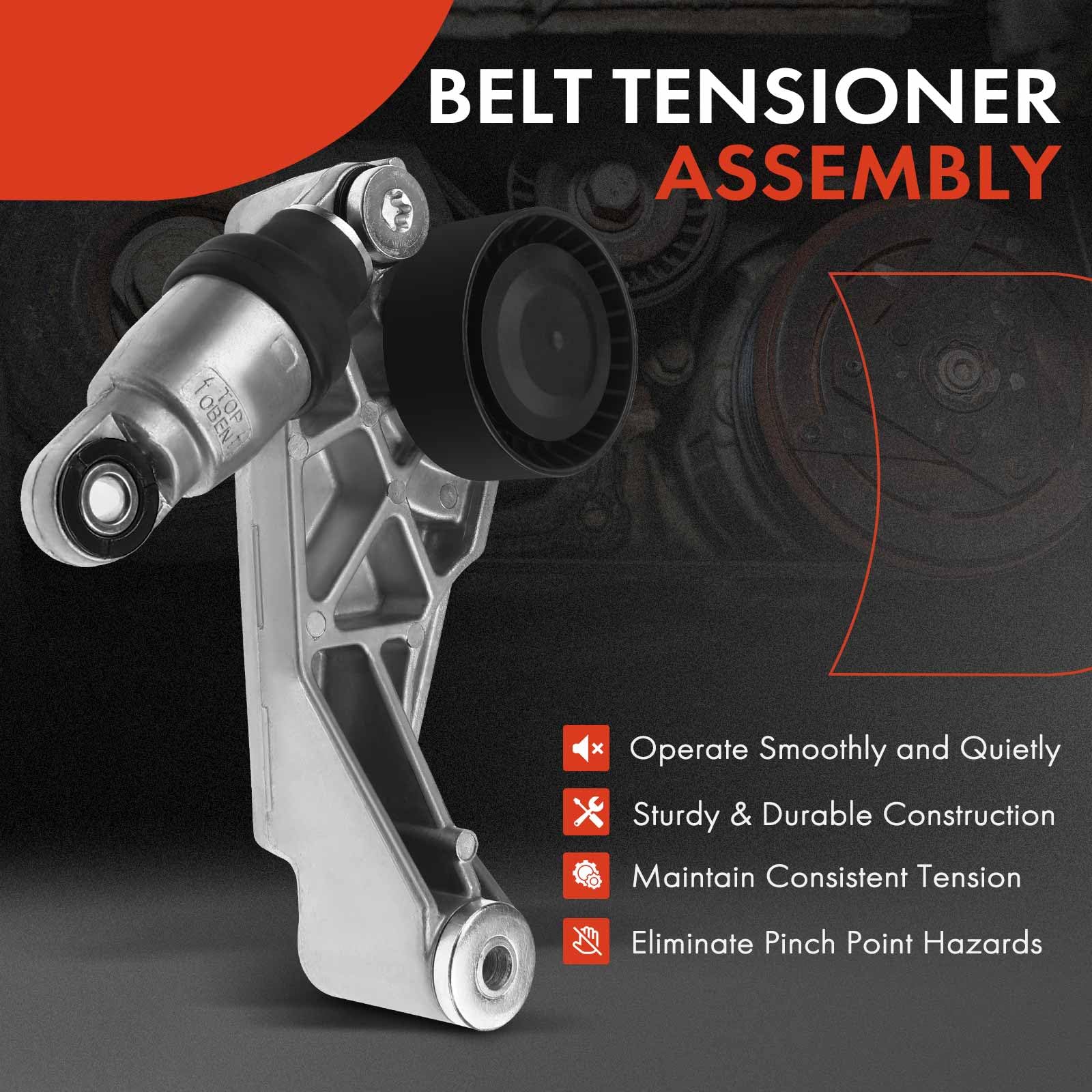 A-Premium Belt Tensioner Assembly with Pulley Compatible with Jeep JK Wrangler 2012 2013 2014 2015 2016 2017 2018 V6 3.6L, Repla