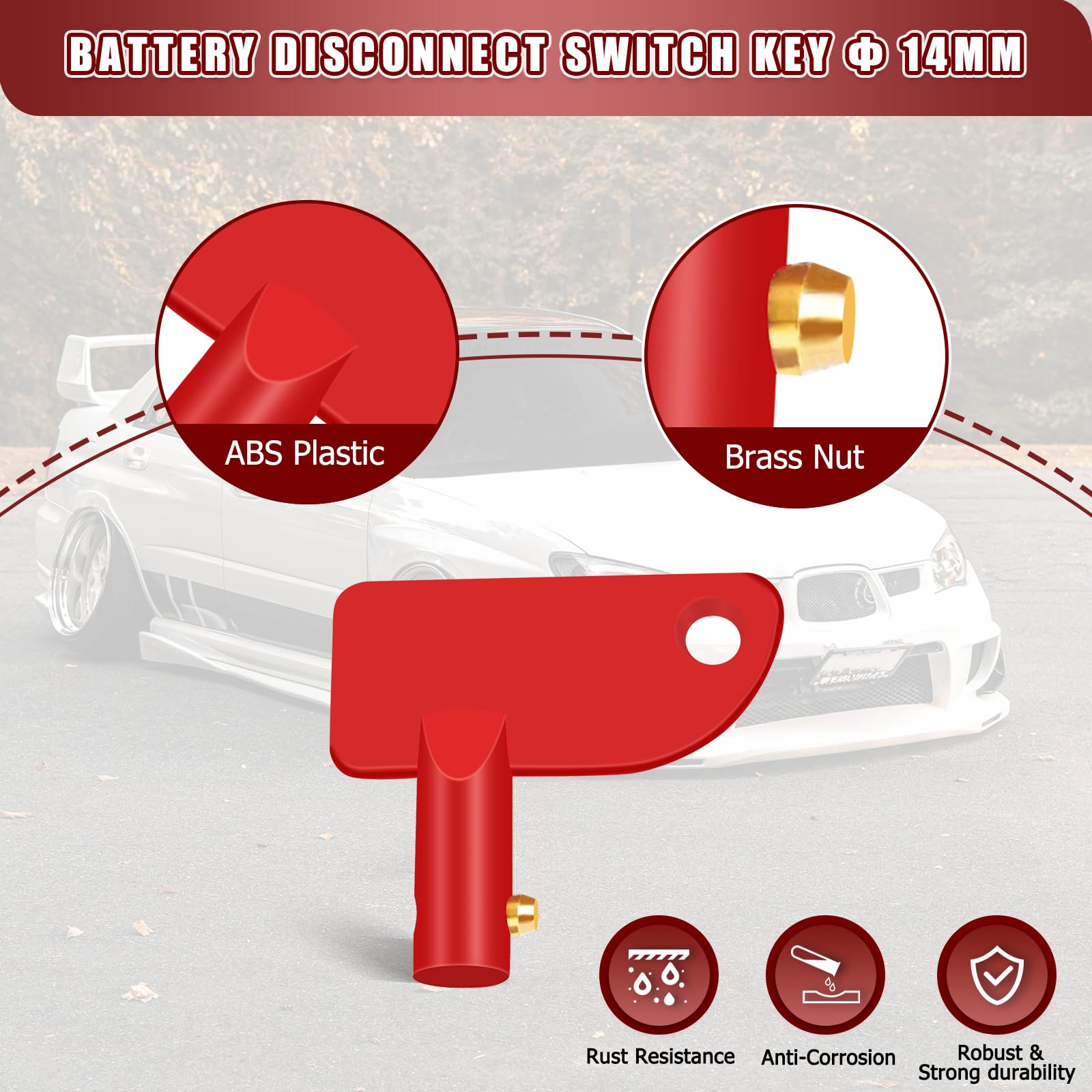 Battery Disconnect Key 14mm 4 Pcs, Battery Disconnect Switch Key Abs Plastic, RV Battery Disconnect Key for Car Rv ATV Truck Boa