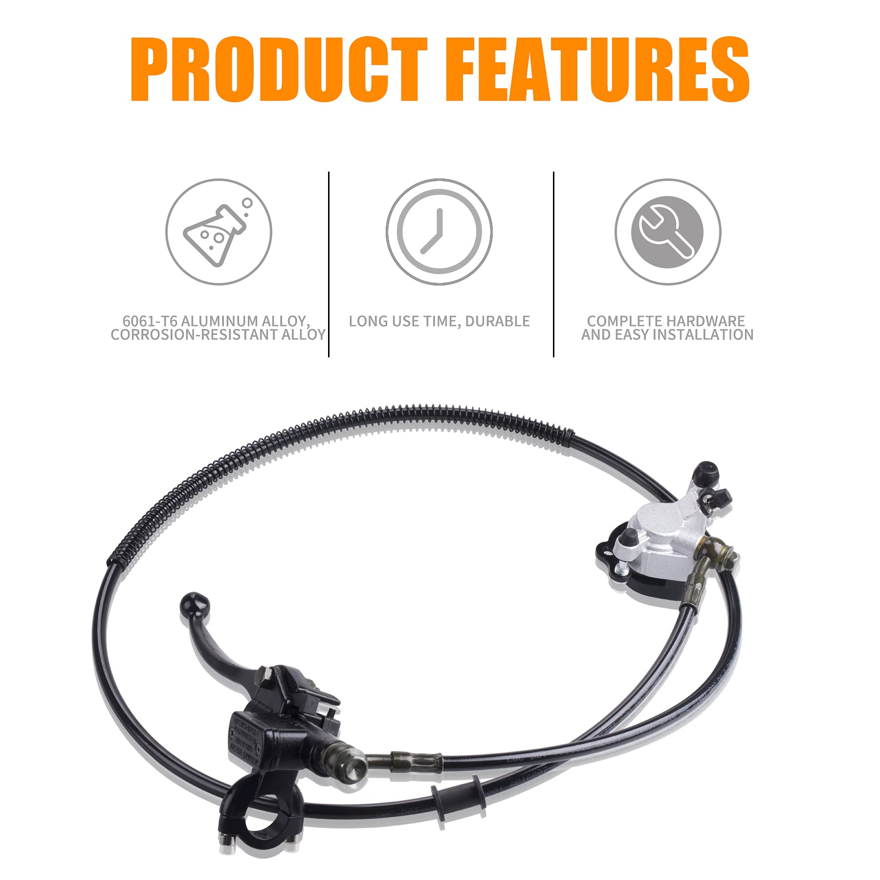 Mwmnun Motor Upgraded Hydraulic Brake System The Left Of The 7/8' Handlebars 50 Inch Hose Compatible With Mini Bike Baja Doodlebug Db30 Minibikes Go Karts
