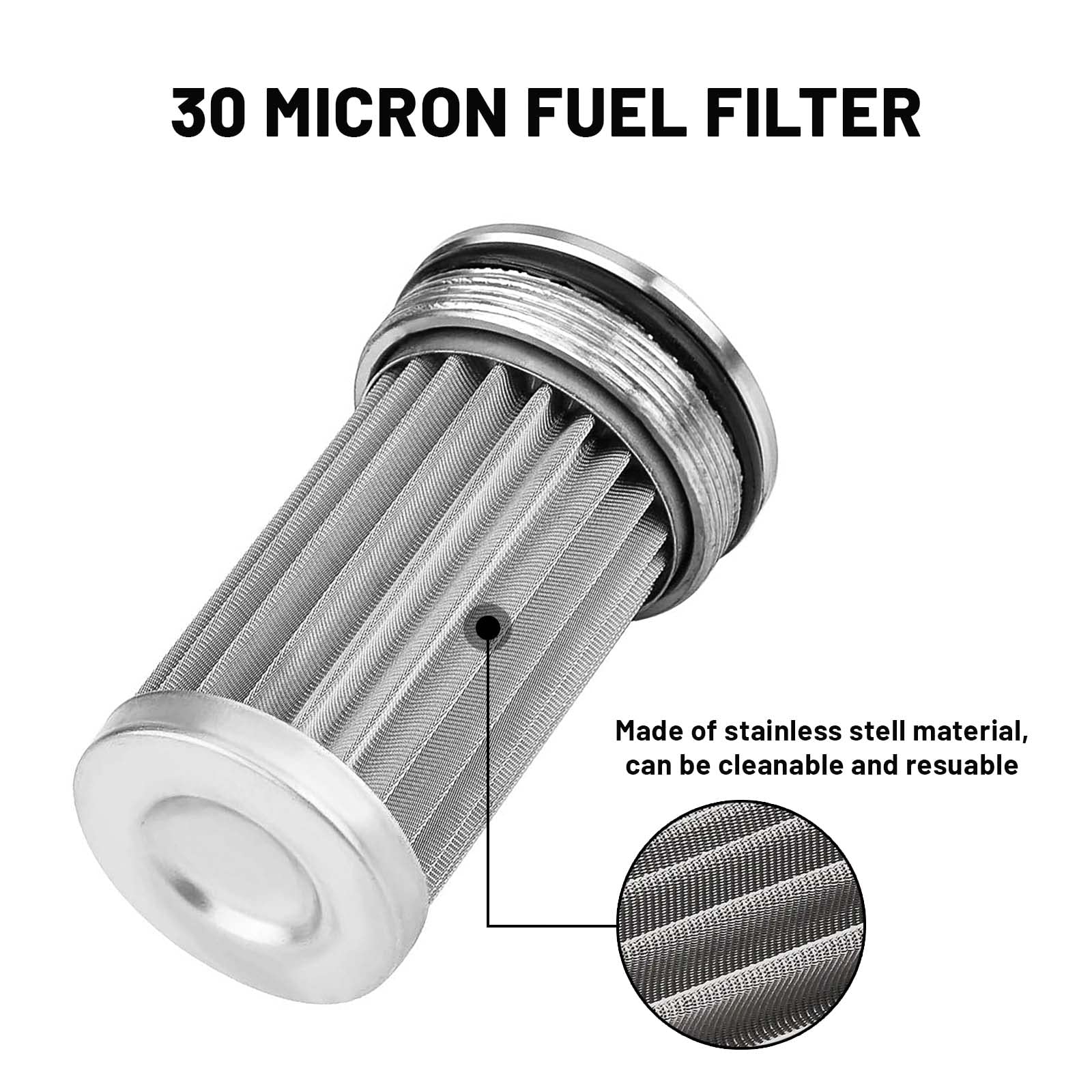 58mm 30 Micron Inline Fuel Filter 6AN 8AN 10AN Aluminum Fuel/Gas/Petrol Filter Adapter Fittings & Fuel Filter Mounting Bracket U