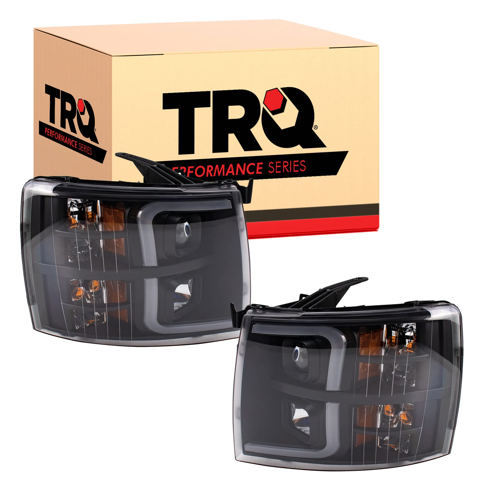 Trq Headlight Assembly Set Headlights Driver & Passenger Side Halogen Compatible With 2007-2013 Chevrolet Silverado 1500 2007-20