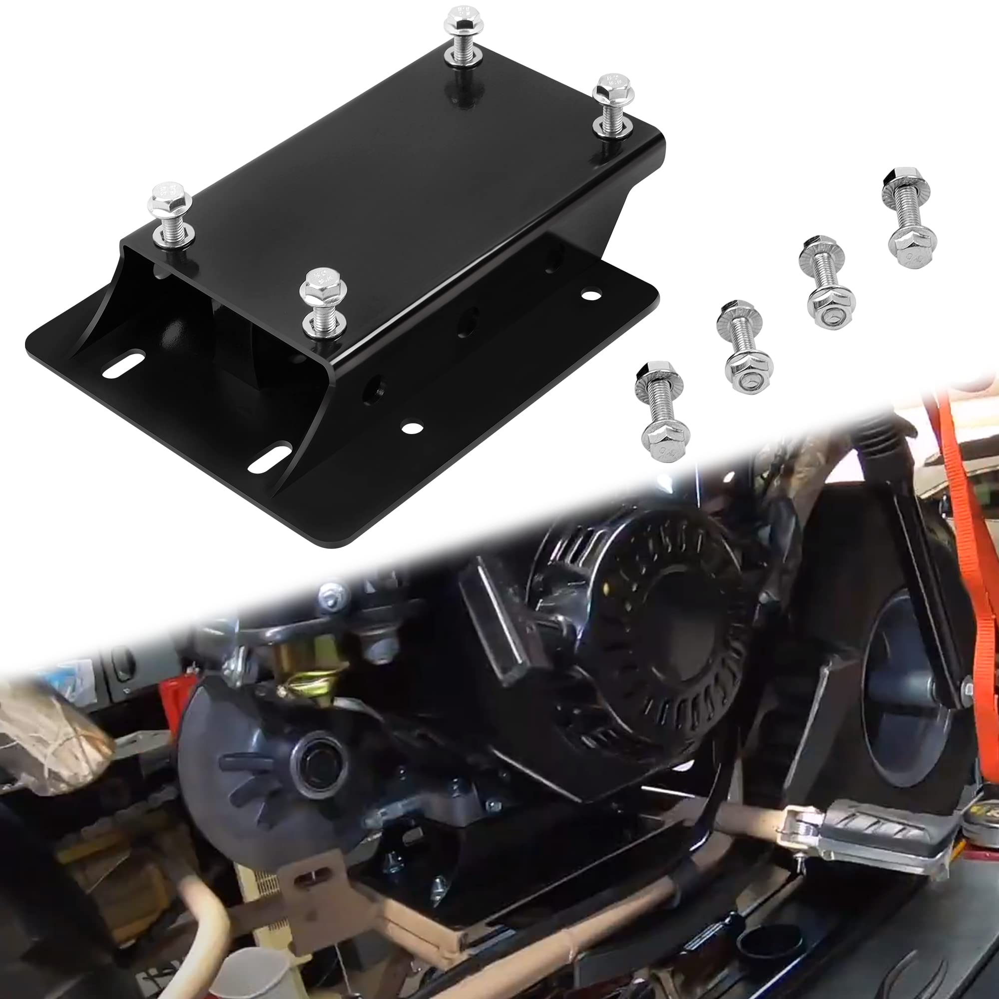 Torque Converter Motor Riser Plate Mount for Predator 196cc / 212cc Engine on Coleman Mini Bikes, Black - 1 3/4 Inch Lift