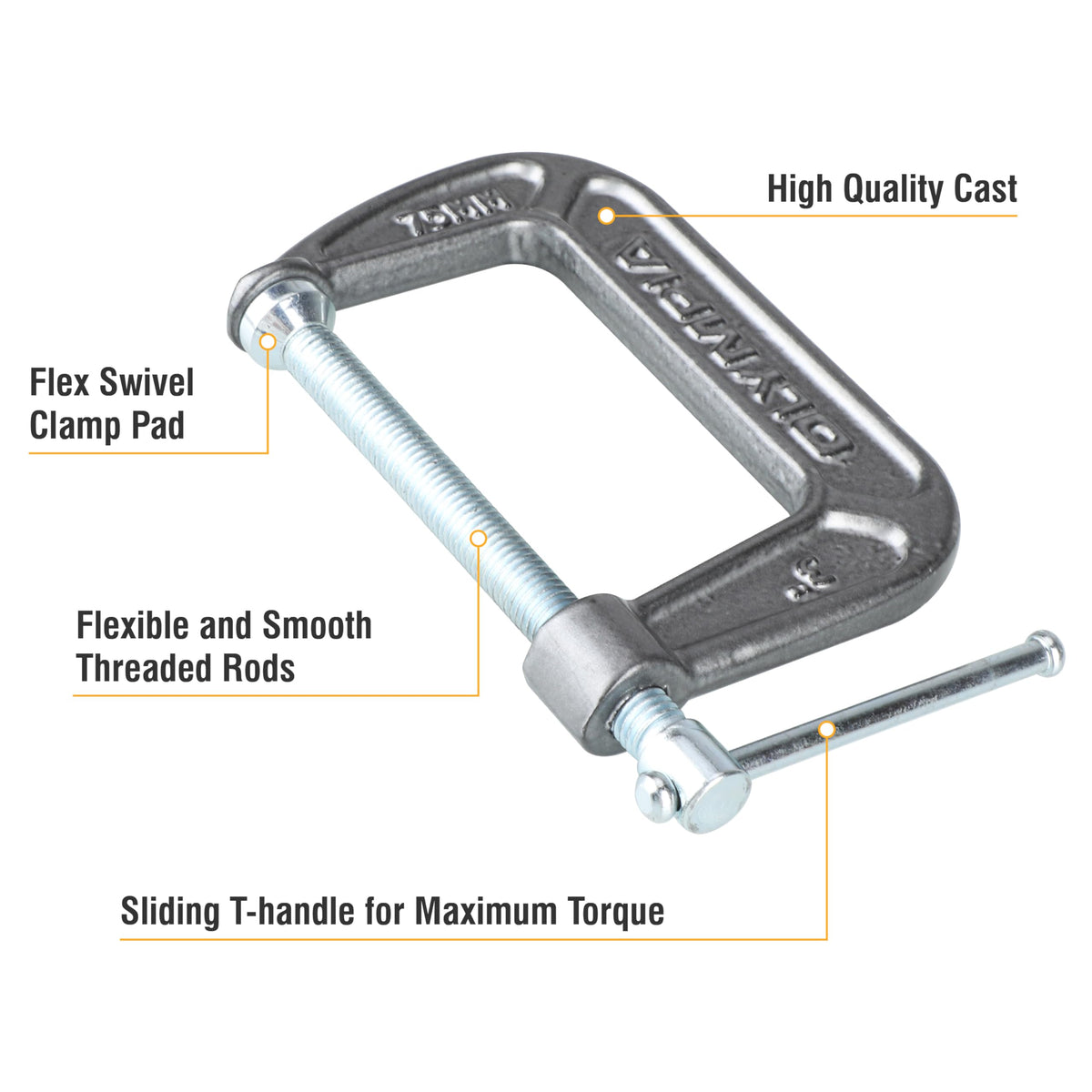 Olympia Tools Heavy Duty Cast Iron C-Clamps with 3-Inch Jaw Opening and 3-Inch T WBHDWB0CY56R1TH