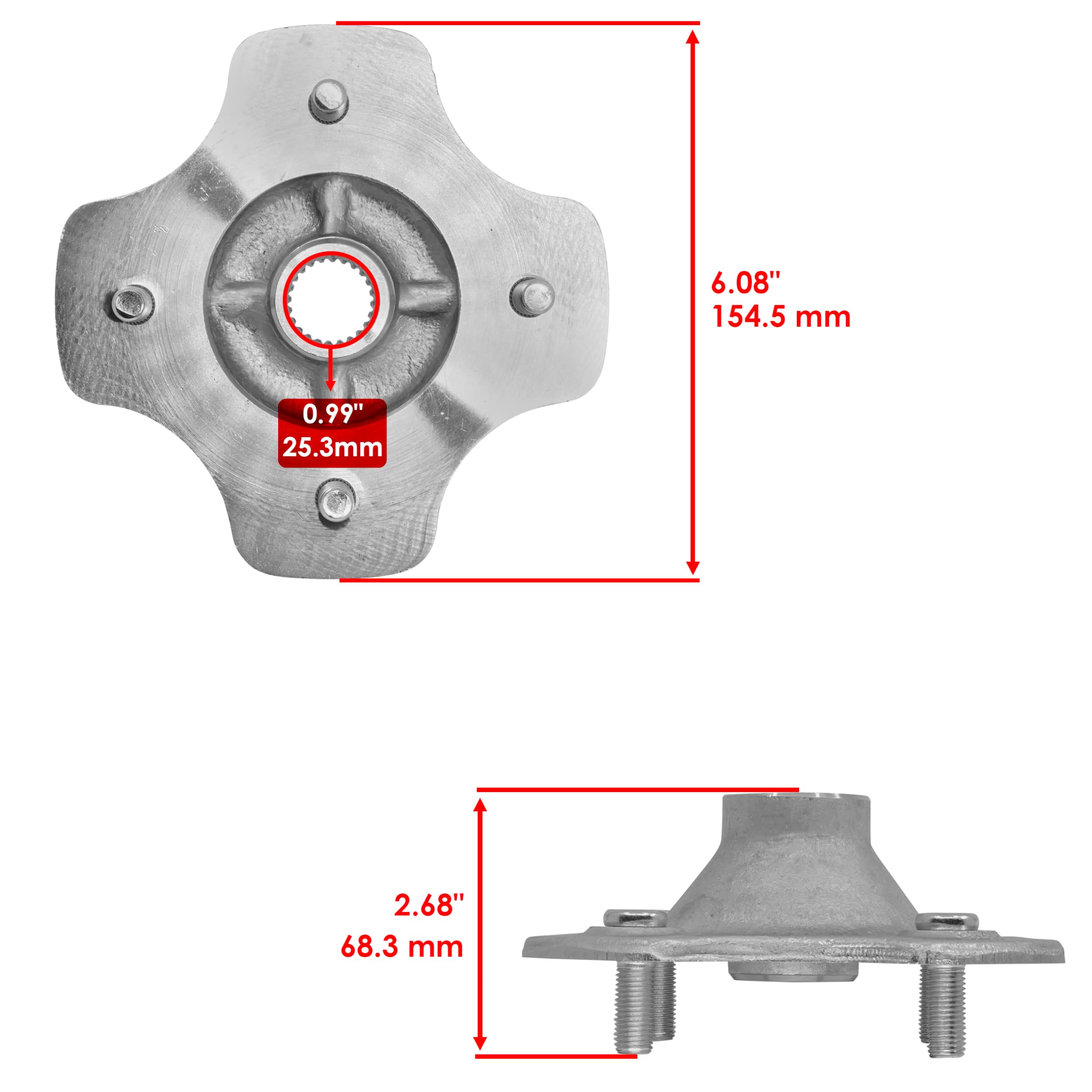 Caltric Rear Axle Wheel Hub with Nut Compatible with Honda Rancher 420 4X4 TRX420FE TRX420FM TRX420TE TRX420TM TRX420FP 2007-201
