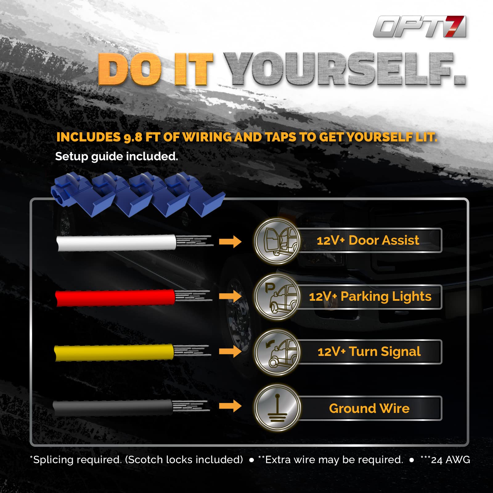 Opt7 Sidekick 86 '' Running Board Lights 2Pcs Led Strips W/Sequential Amber Turn Signal, Drl, White Courtesy Light For Extended