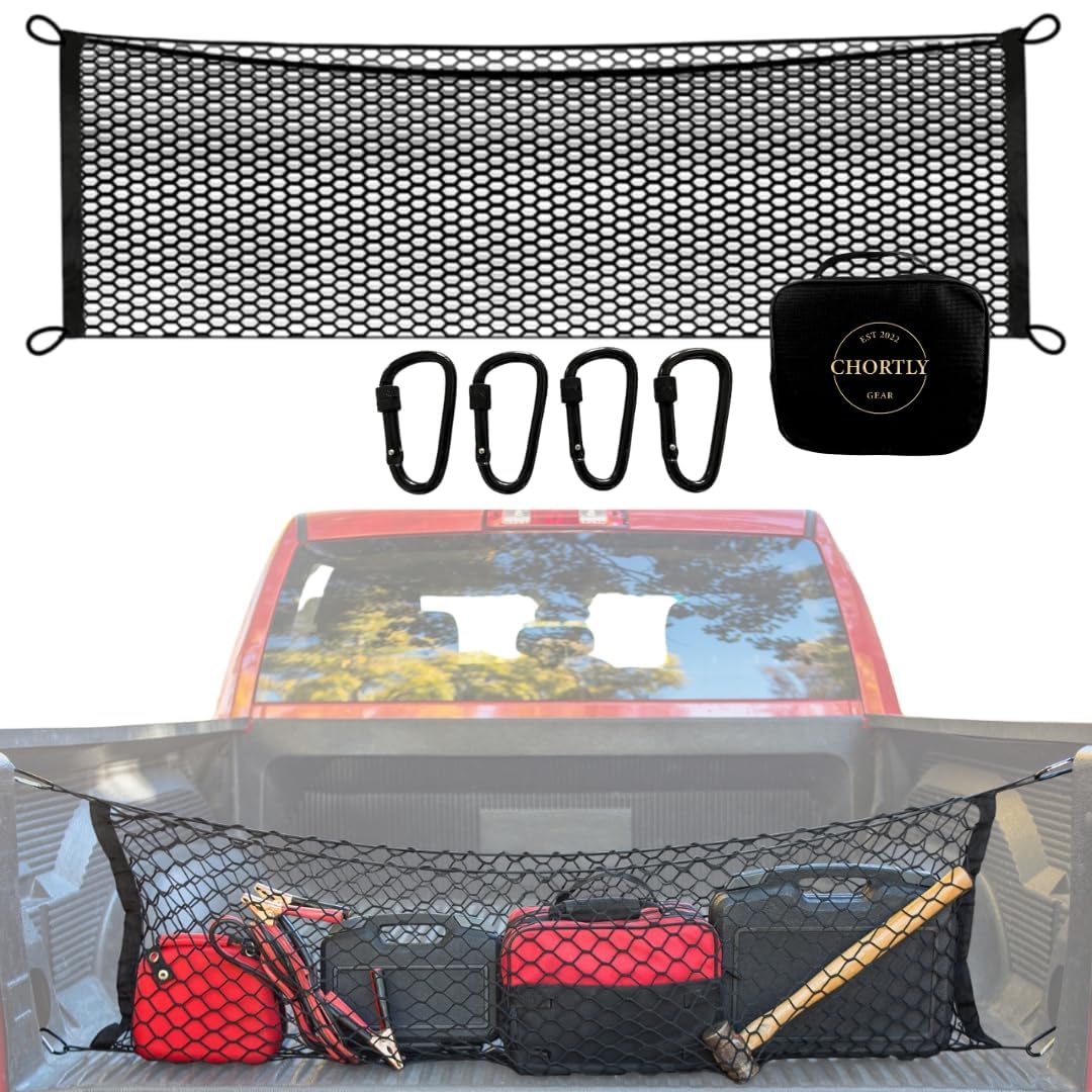 Truck Bed Cargo Net - 50''X18'' - Envelope Style Truck Bed Netting For Cargo - Heavy Duty Pickup And Suv Organizer For Groceries