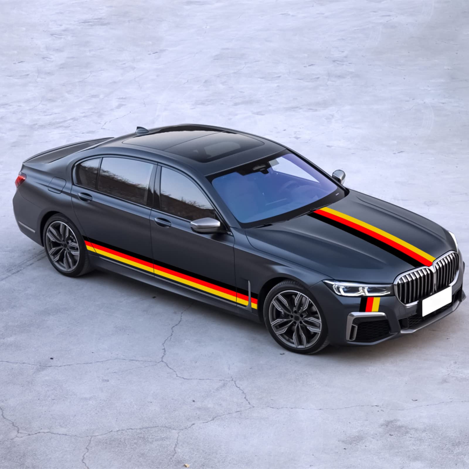 Ramuel 118'' X6'' Germany Flag Color Stripe Decal Sticker Compatible With Euro Car Audi Bmw Mini Mercedes Volkswagen Porsche Vol