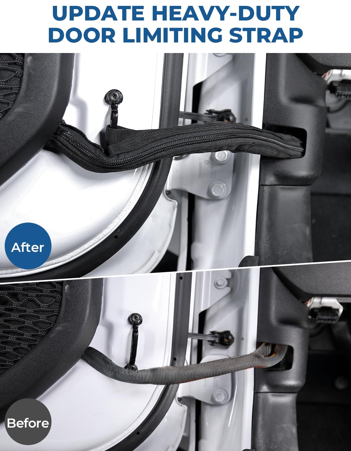 Joytutus Door Limiting Straps Compatible With 1996-2024 Wrangler Cj Yj Tj Jk Jl, Heavy Duty Strong Adjustable Check Strap With W
