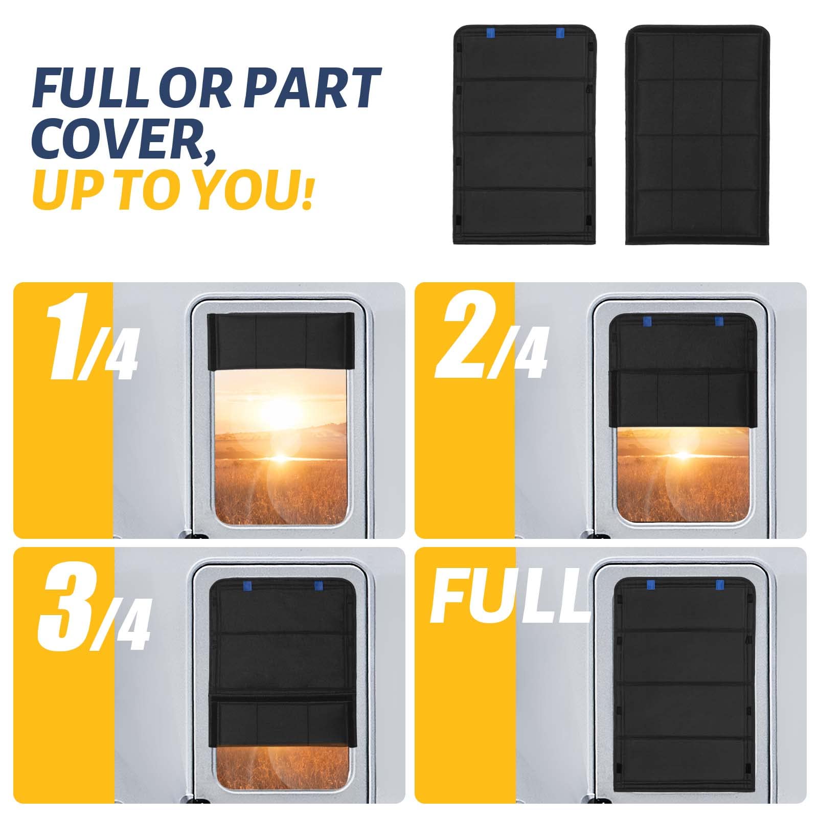 Funomo Rv Door Window Shade, New Model Foldable Rv Blackout Window Cover, Uv Rays Protection Camper Trailer Door Window Cover, H