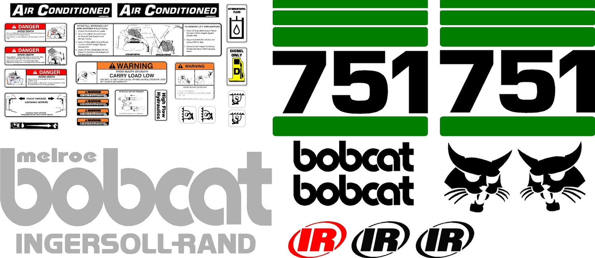 Reliable Aftermarket Parts 751 Style G Complete Kit Decal Sticker Kit Fits Bobcat. Warning Decals Included.