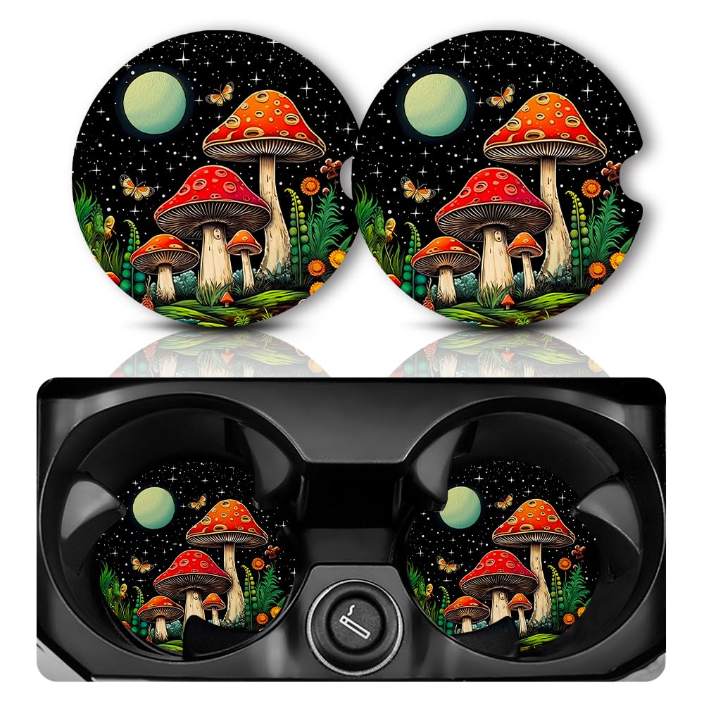 Yonlevres Car Coasters for Cup Holders,2.75 '' Anti Slip Rubber Mat with A Finger Notch, 2 Pack Car Cup Holder Coasters for Car 