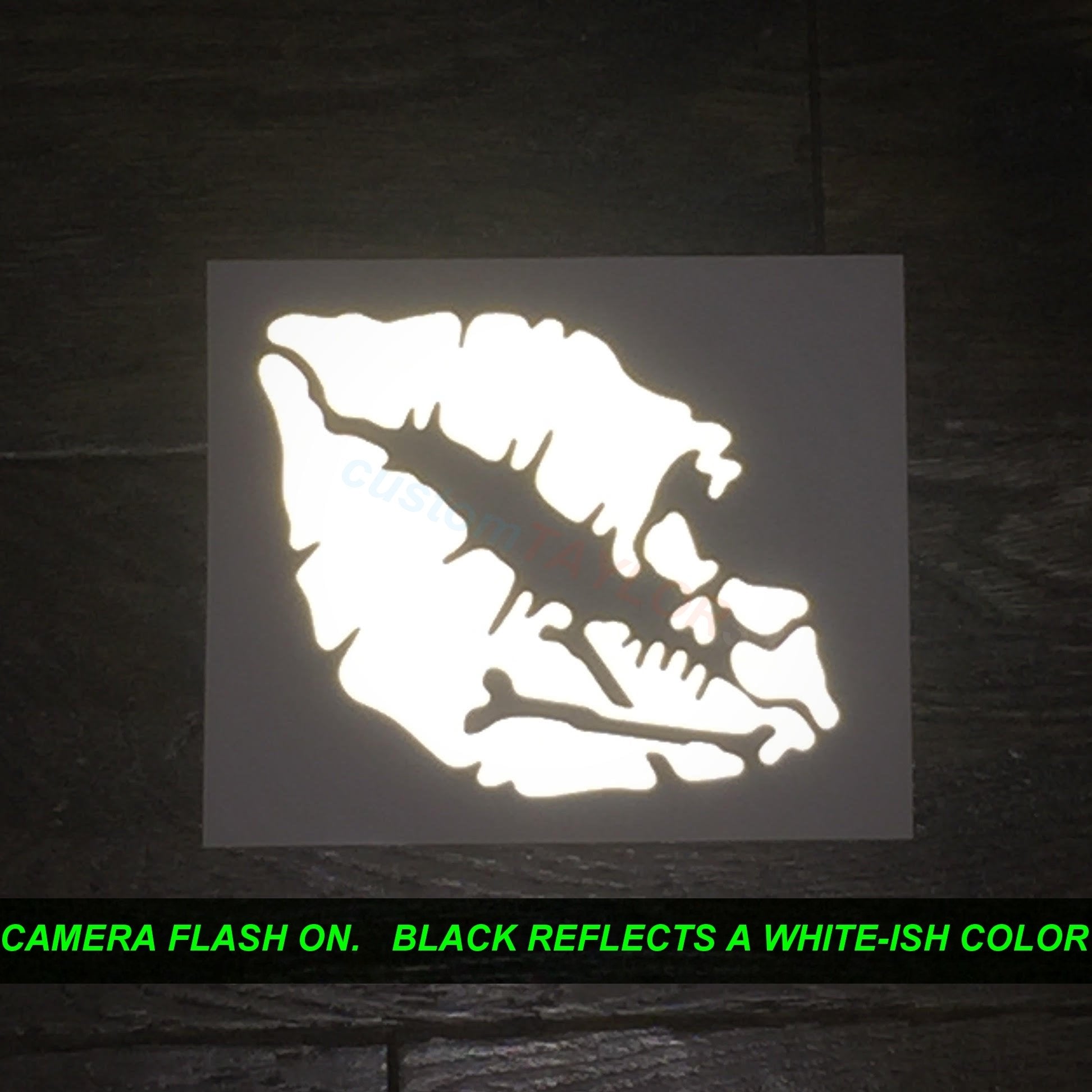 Customtaylor33 High Intensity Reflective Vinyl Death Kiss Skull Crossbones Lips Decal Bumper Sticker - Cars, Motorcycles, Helmets, Wind Screens, Laptops (18 Inches Wide, Red)