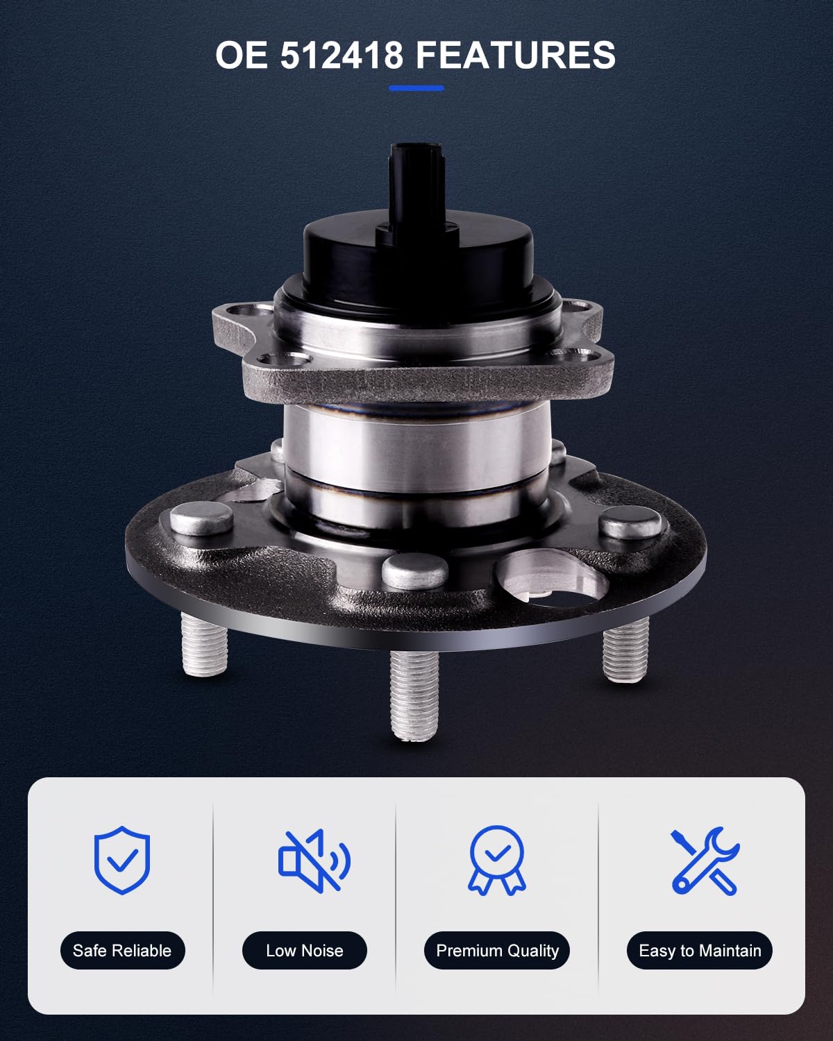 ECCPP Wheel Bearing and Hub Assembly for Scion XB 08-15 Professional Grade Wheel Hub Bearing 5 Lugs W/ABS (512418x1)