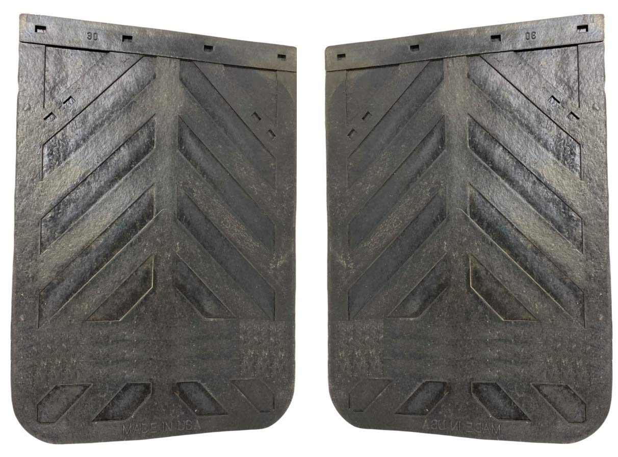 Black Semi Truck and Trailer Mud Flaps - Chevron 24 x 36 Heavy Duty Rubber Pair