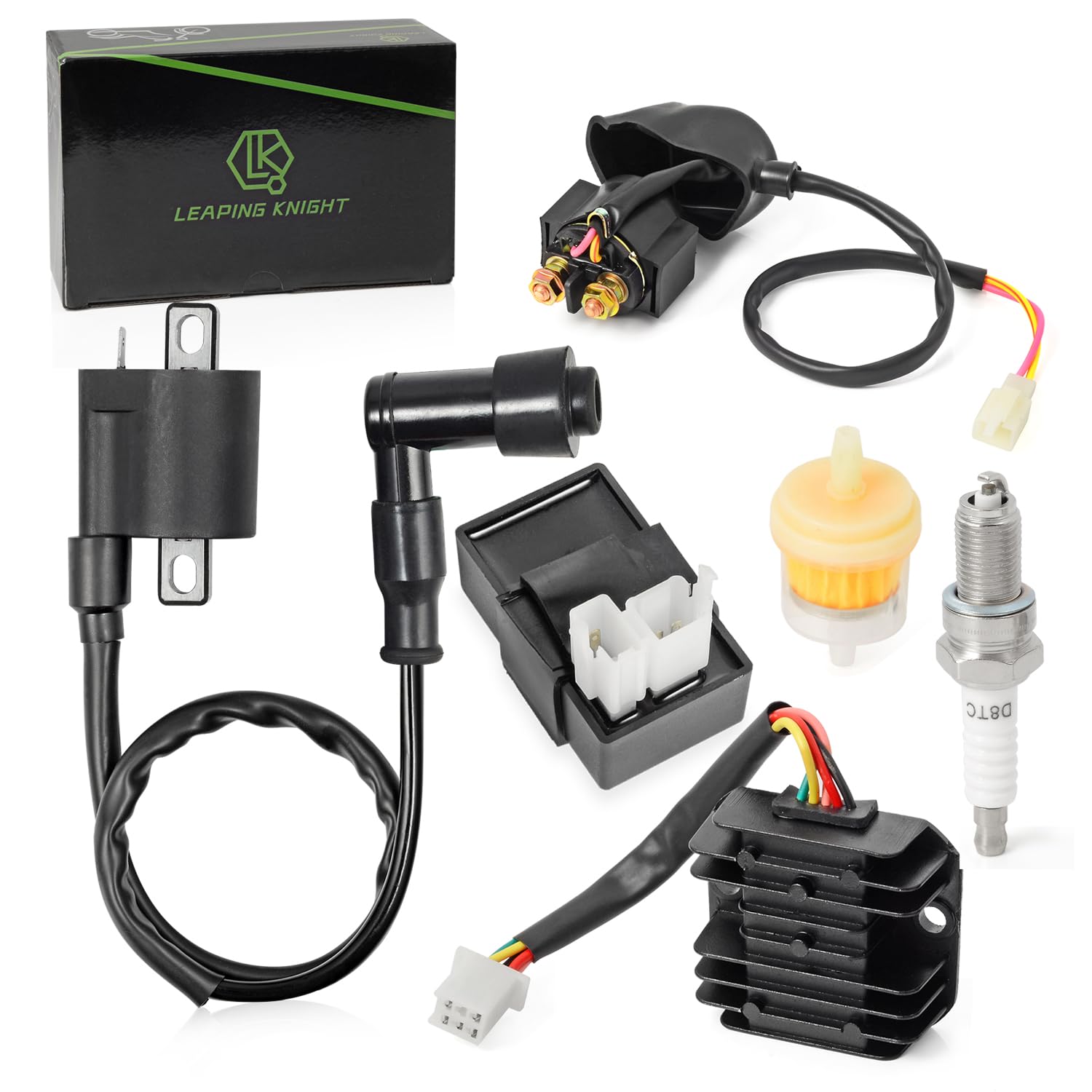 6 Pin Cdi Ignition Coil Voltage Regulator Rectifier Solenoid Relay Sparking Plug Kit For 150Cc 200Cc 250Cc Engine Chinese Atv 4