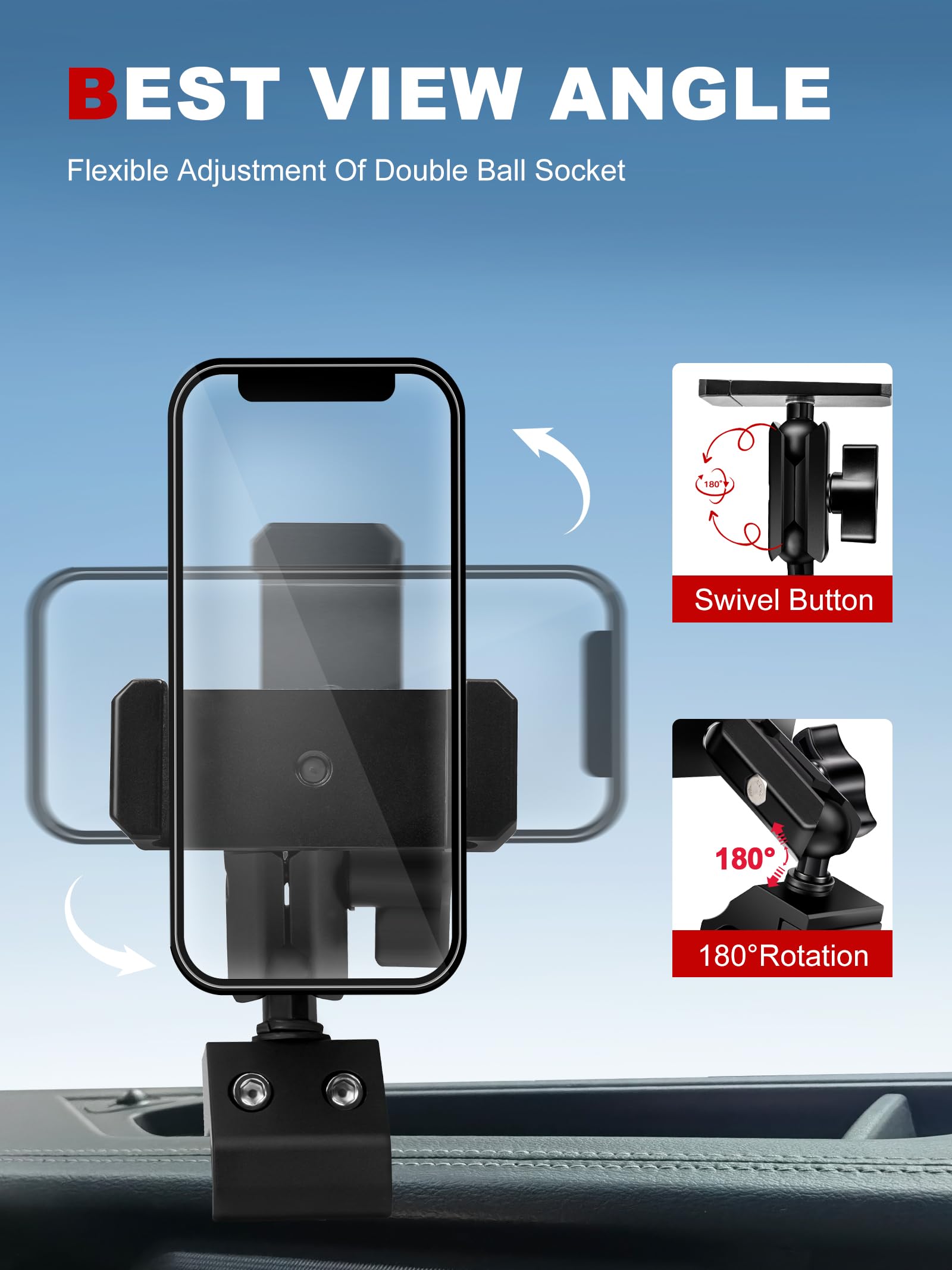 Nilkatss Upgraded Aluminum Alloy Phone Mount for Jeep Wrangler 2018-2023 JL JLU 4xe & 2020-23 Gladiator JT, Wrangler Phone Holde