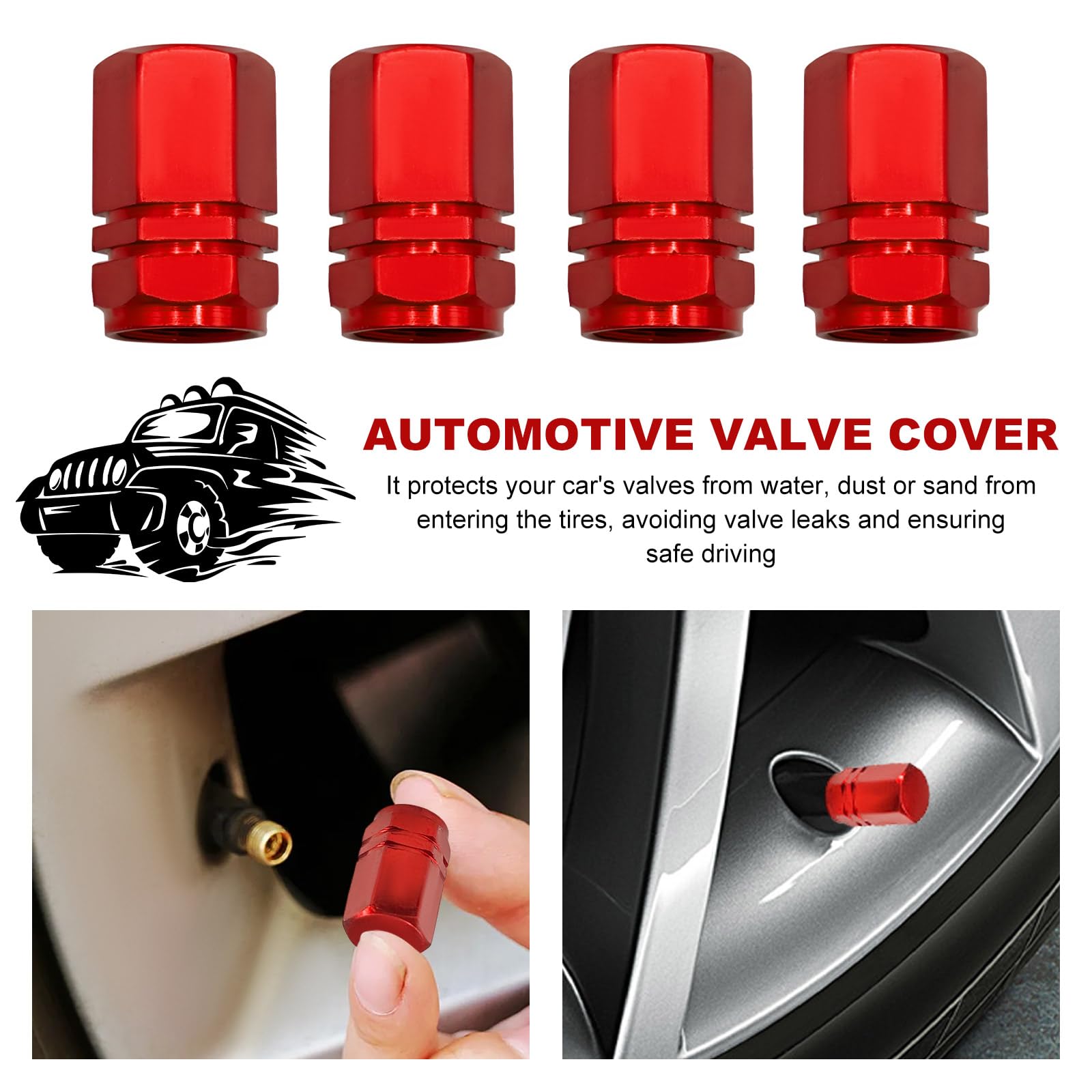 Yourkar 28 PCS Car Interior Parts Set, Decorative Auto Air Conditioning Trim Strip & Hex Auto Tire Stem Cover, Universal Anti-Sl