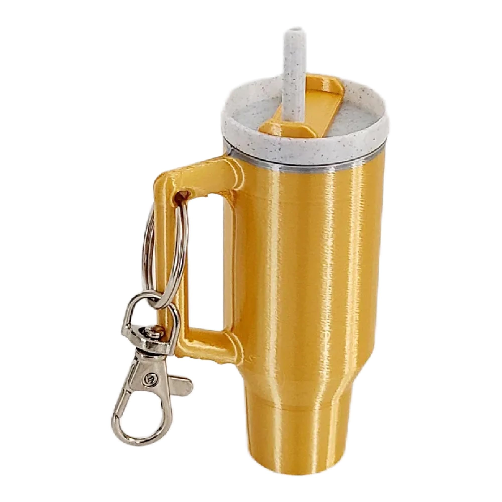 Miniature Stanley Tumbler Cup Replica Keychain - 3D Printed Desk Accessory (Shiny Gold)