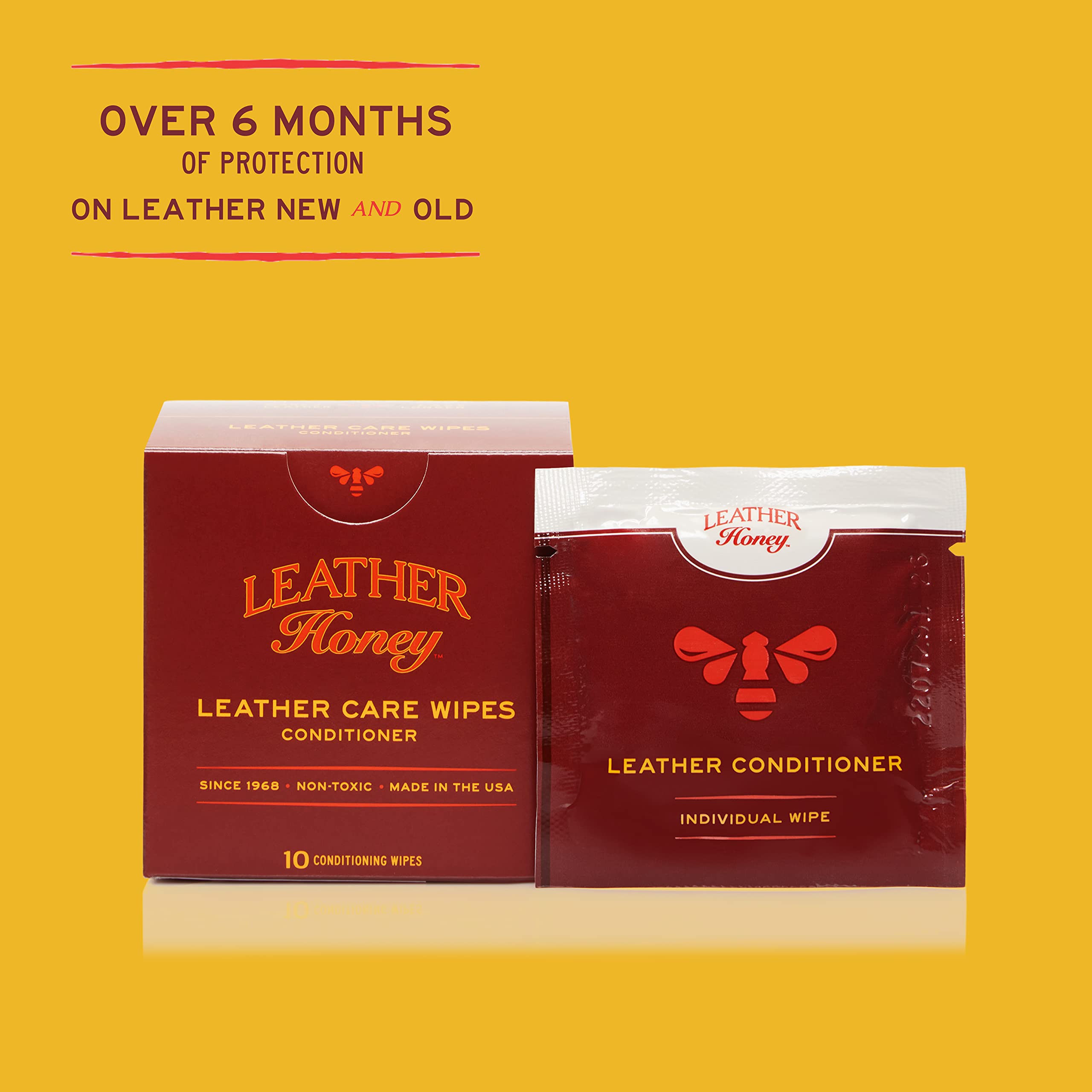 Leather Honey Leather Conditioner Wipes: Restore Leather On-The-Go. Protect & Condition Leather Couches, Car Seats, Purses, Shoe