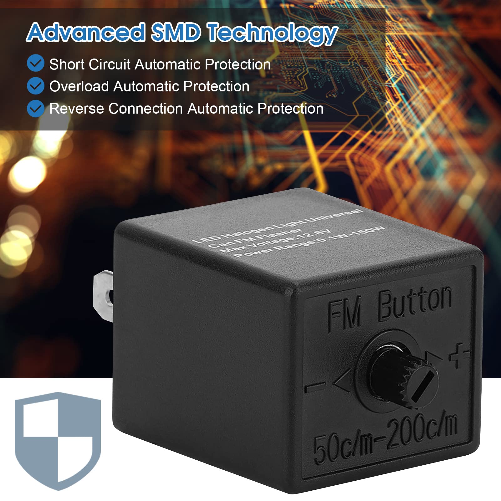 LED Flasher Relay 12V/24V, Motorcycle Electric Flasher for Turn Light Fast Hyper Flash, 1 Pack