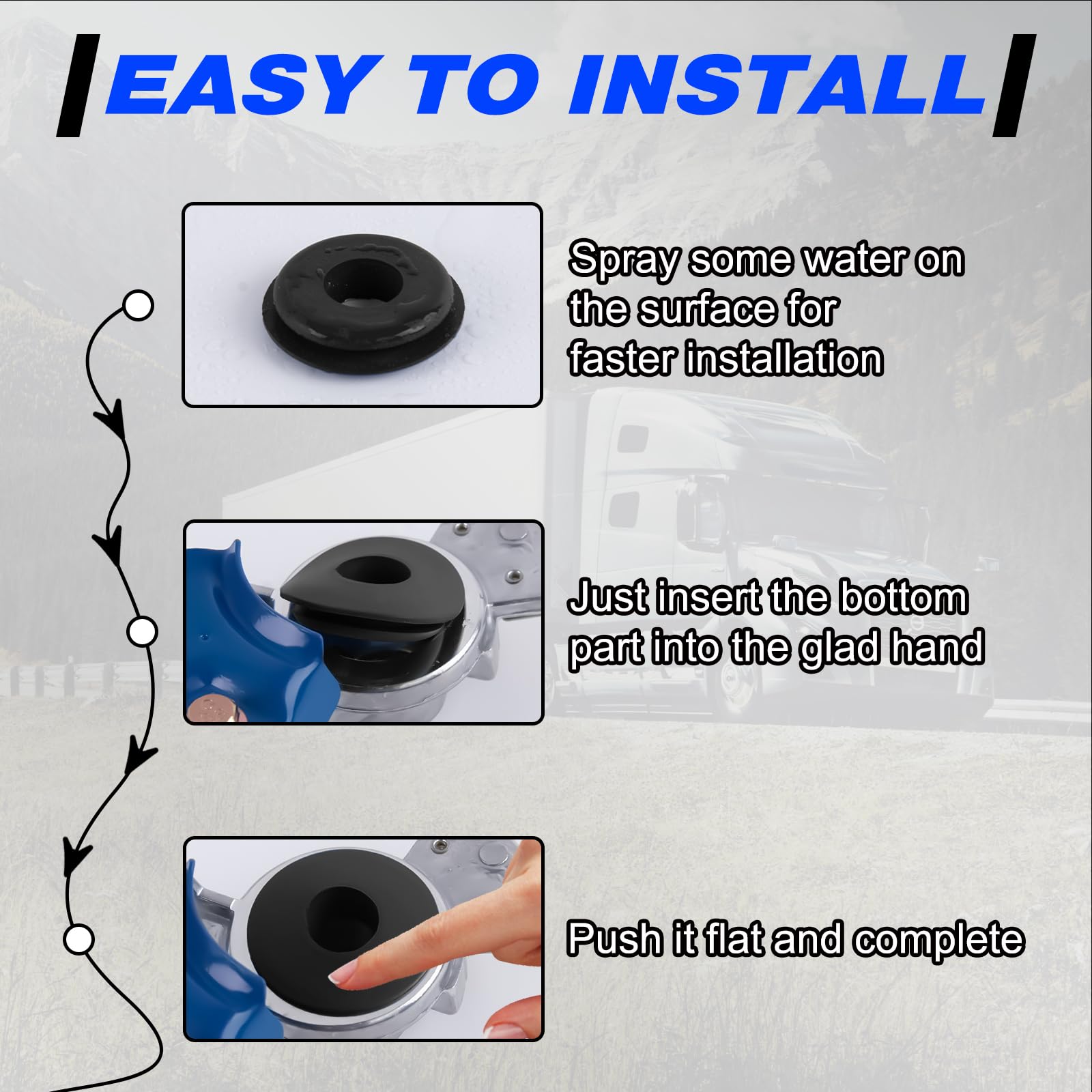 boeray Glad Hand Seals - 100pcs Black Rubber Gaskets for Semi Trailers & Tractors, Model HC8038