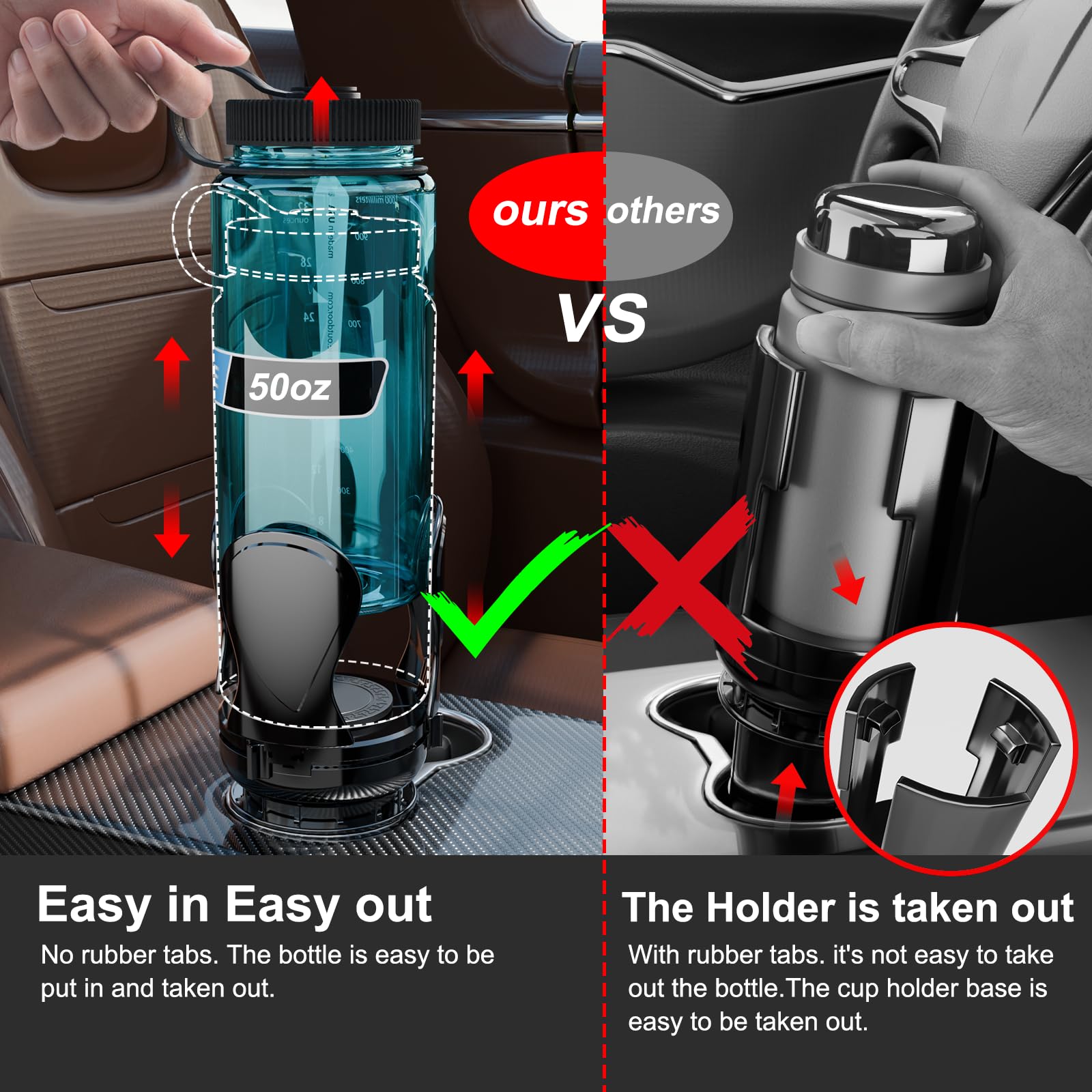 2Pack Car Cup Holder Expander, Cup Holder Extender Adapter With Expandable Arm And Adjustable Base, Compatible With Yeti Rambler