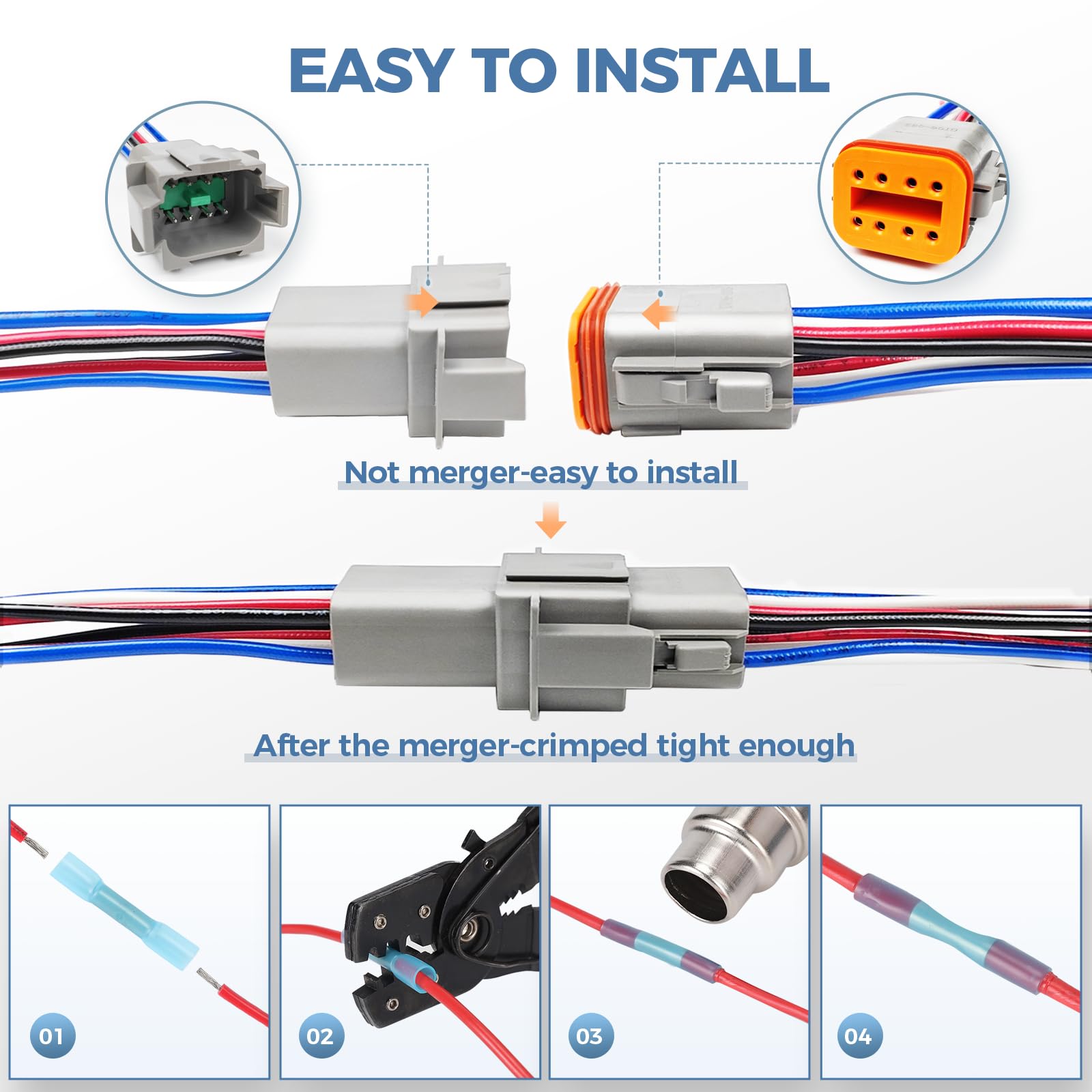 6 Kit Deutsch DT 6 pin Grey Male Female Wiring Harness Deutsch Pigtail 6 Wire Way Waterproof Automotive Electrical Connector 16